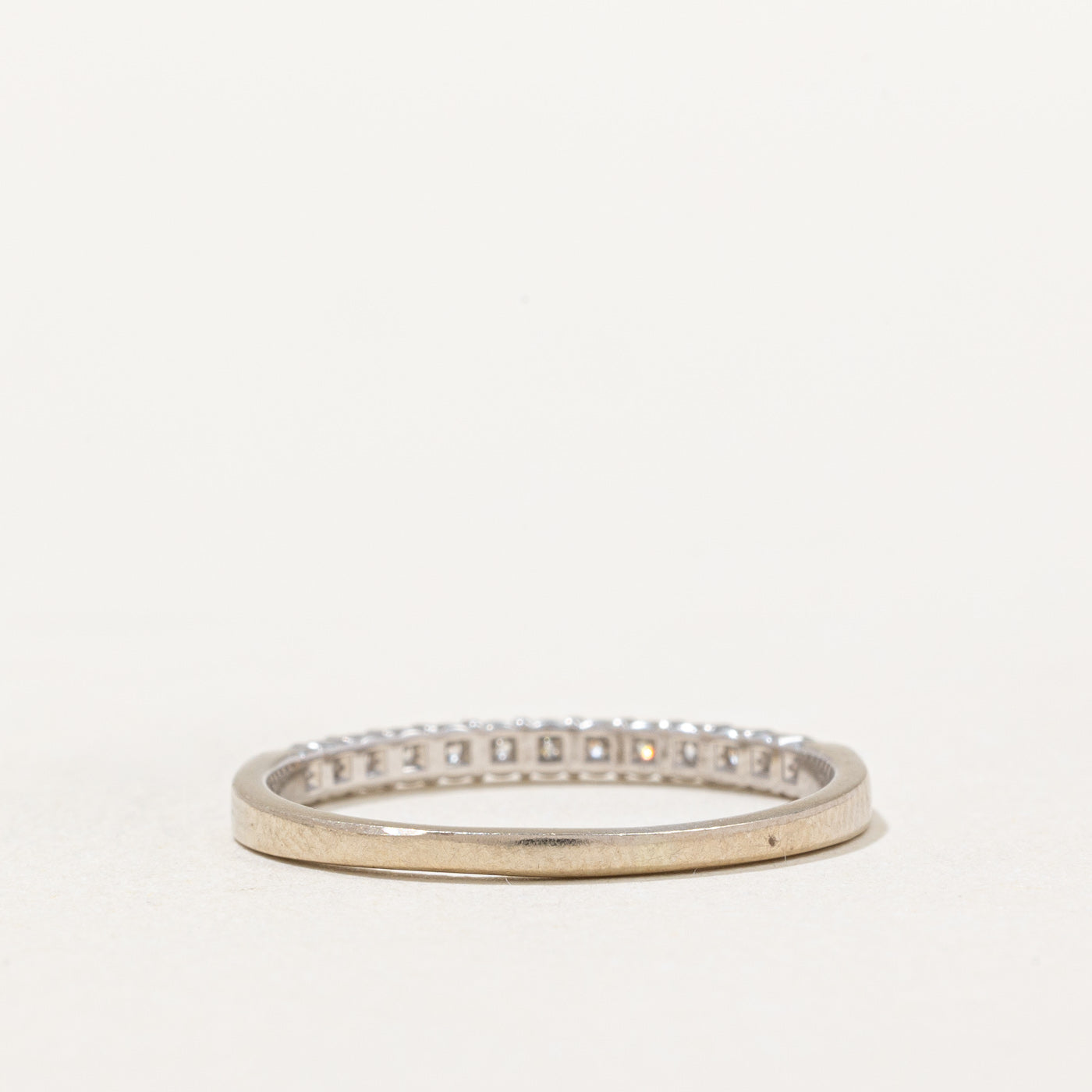 Semi Eternity Diamond Wedding Band Ring - 0.26ctw Round Cut Diamonds, Size 8.25, 14K White Gold - Perfect for Anniversary Gifts & Bridal Jewelry