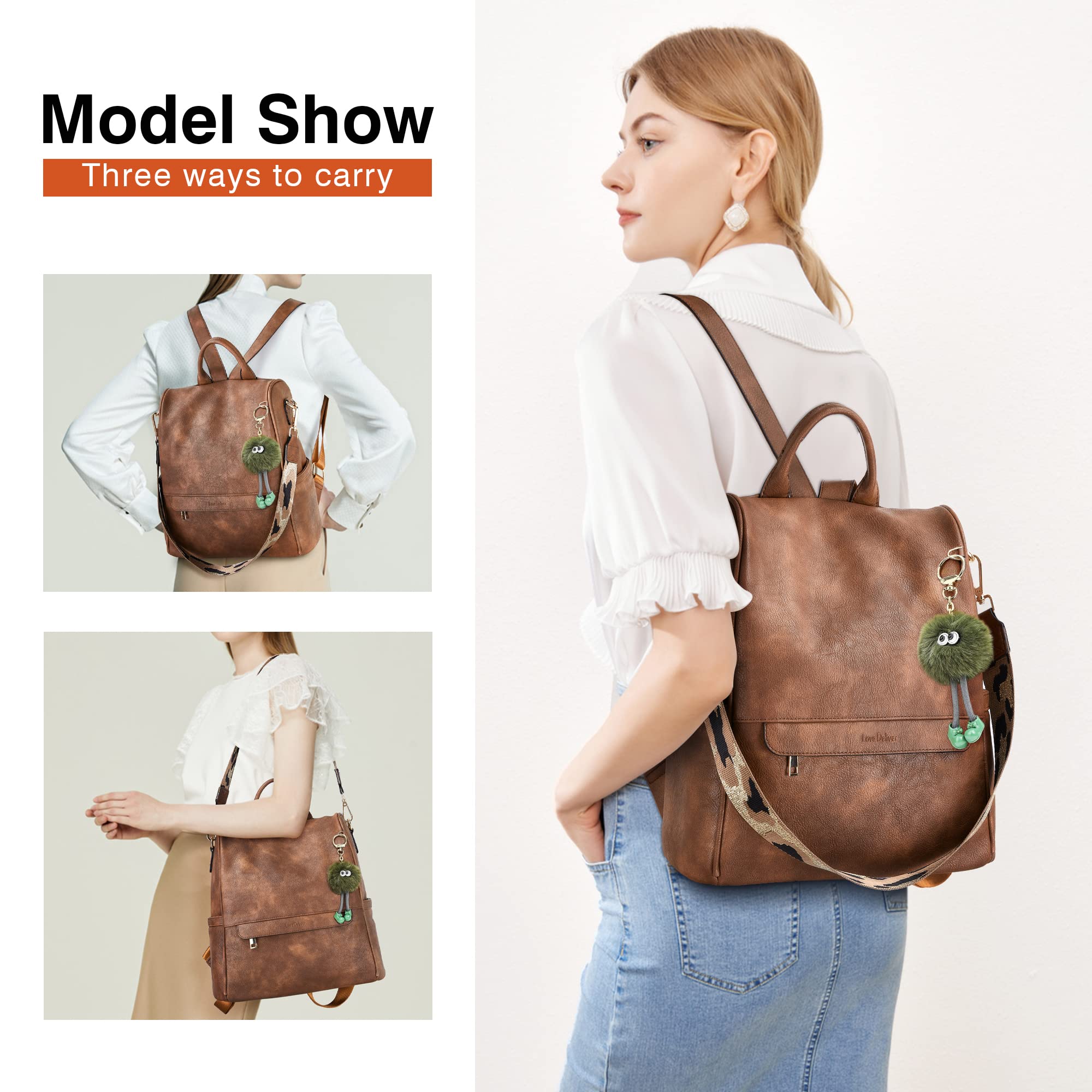 Stylish Leather Backpack Purse for Women - Fashion Designer Shoulder Bag with Wristlet Strap | Perfect for Travel, Work & Daily Commute