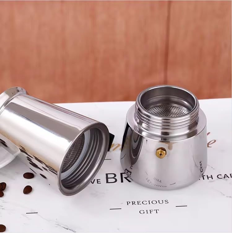 Stainless Steel Moka Pot - 4 Cup Stovetop Espresso Maker for Italian & Cuban Coffee Brewing at Home