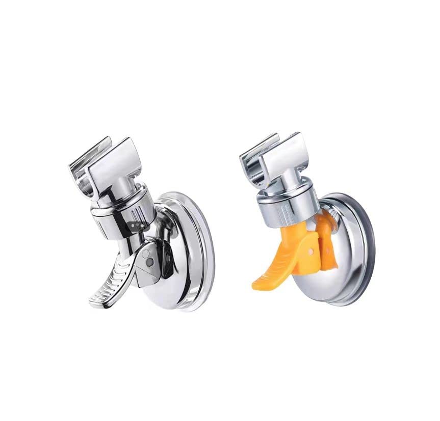 Adjustable Suction Cup Shower Head Holder - 2 Pack Silver Bathroom Shower Bracket for Handheld Shower - Perfect for Bathroom Renovation, RV, and Small Space Showers