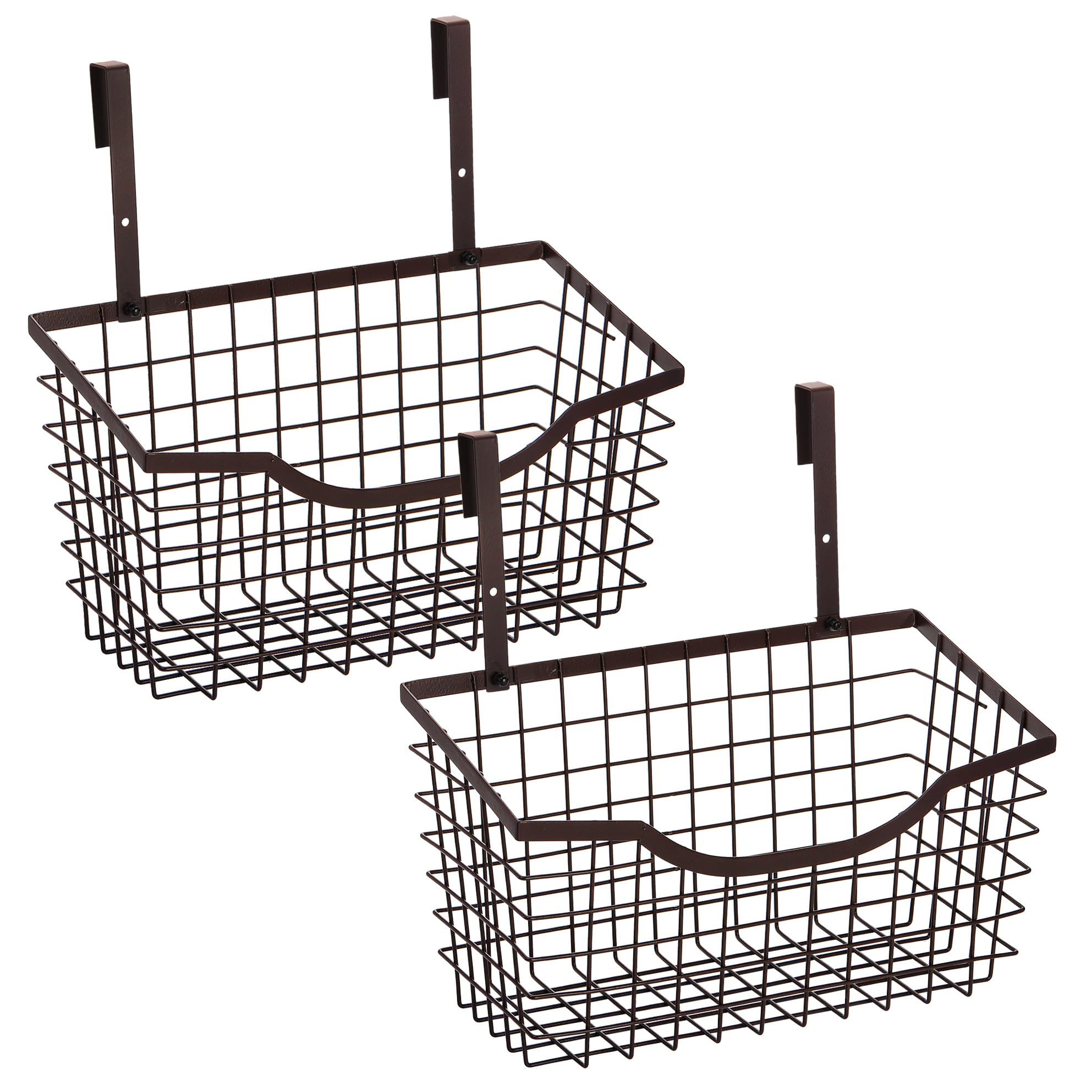 Nicunom 2-Pack Large Metal Wire Wall Mount Baskets - Over Cabinet Door Hanging Organizer for Kitchen, Bathroom & Pantry Storage (Bronze) | Space-Saving Home Organization Solution