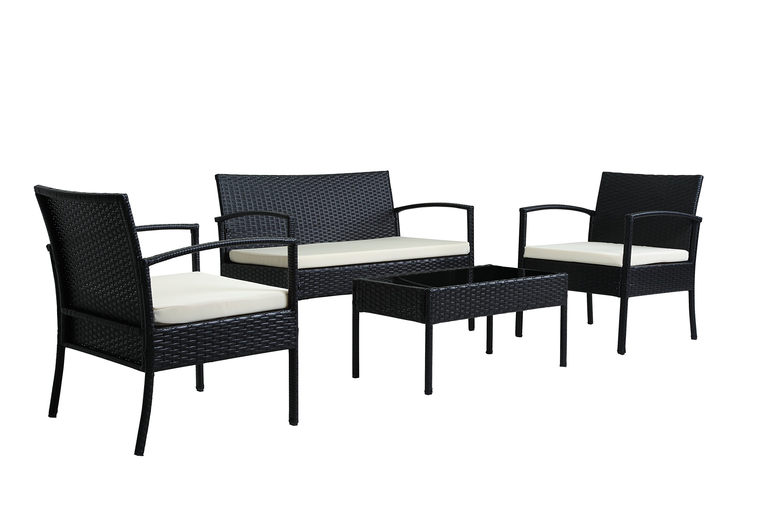 Thy-HOM 4-Piece All-Weather Wicker Patio Furniture Set - Outdoor Rattan Bistro Set for Balcony, Garden & Backyard (Durable Wicker Patio Chairs & Table) - Perfect for Relaxing, Entertaining & Outdoor Dining