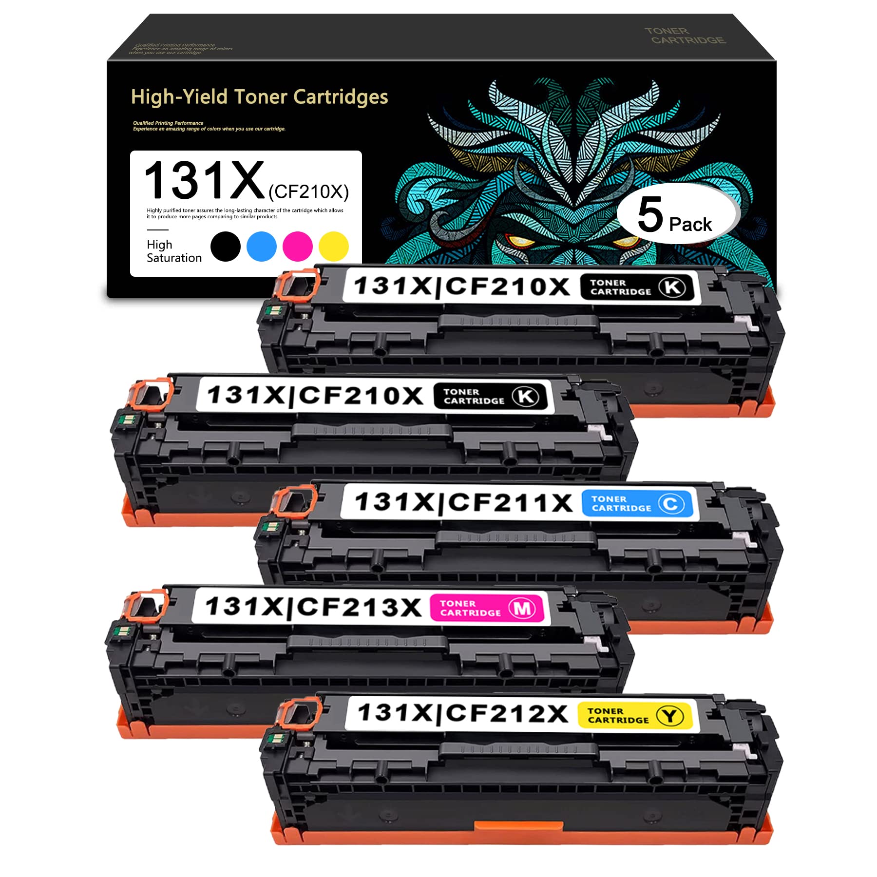 EAXIUCE 131X | CF210X CF211X CF212X CF213X High Yield Color Toner Cartridge - 5 Pack (2BK/C/M/Y) Replacement for HP Pro 200 M276n M276nw M251n M251nw Printers | Office & Home Printing, Business Documents, School Projects
