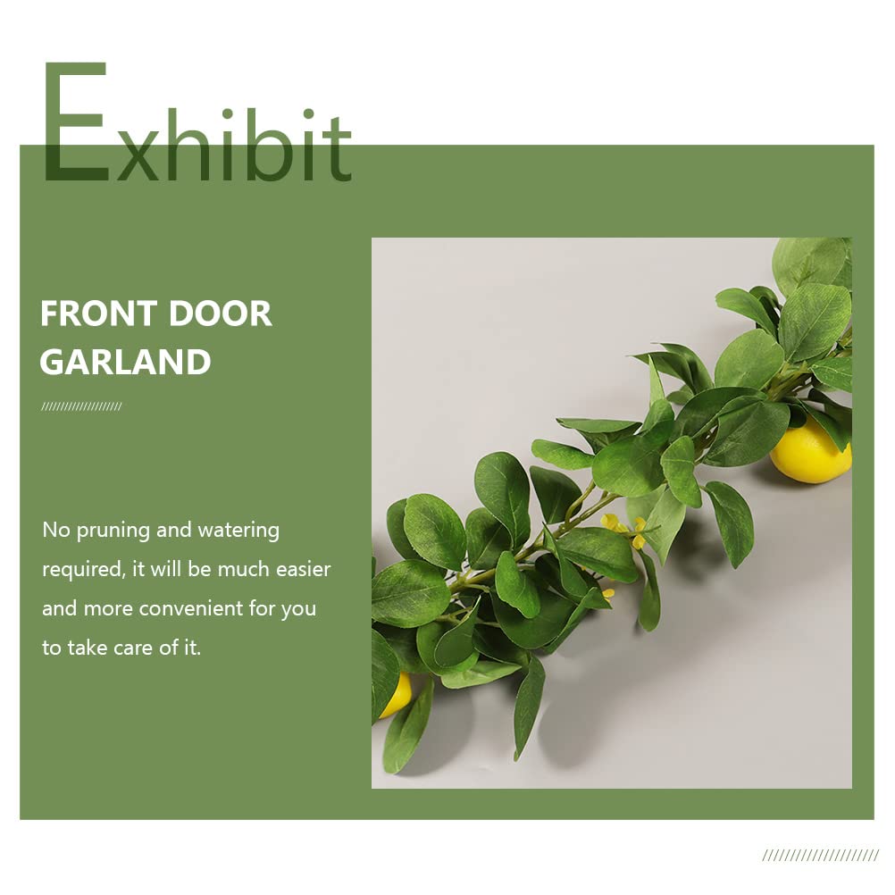 Bestoyard Artificial Lemon Garland - Faux Lemon Wreath with Green Leaves for Wedding, Spring & Home Decor - Yellow Silk Flower Branch for Door Hanging, Table Centerpiece & Wall Decoration