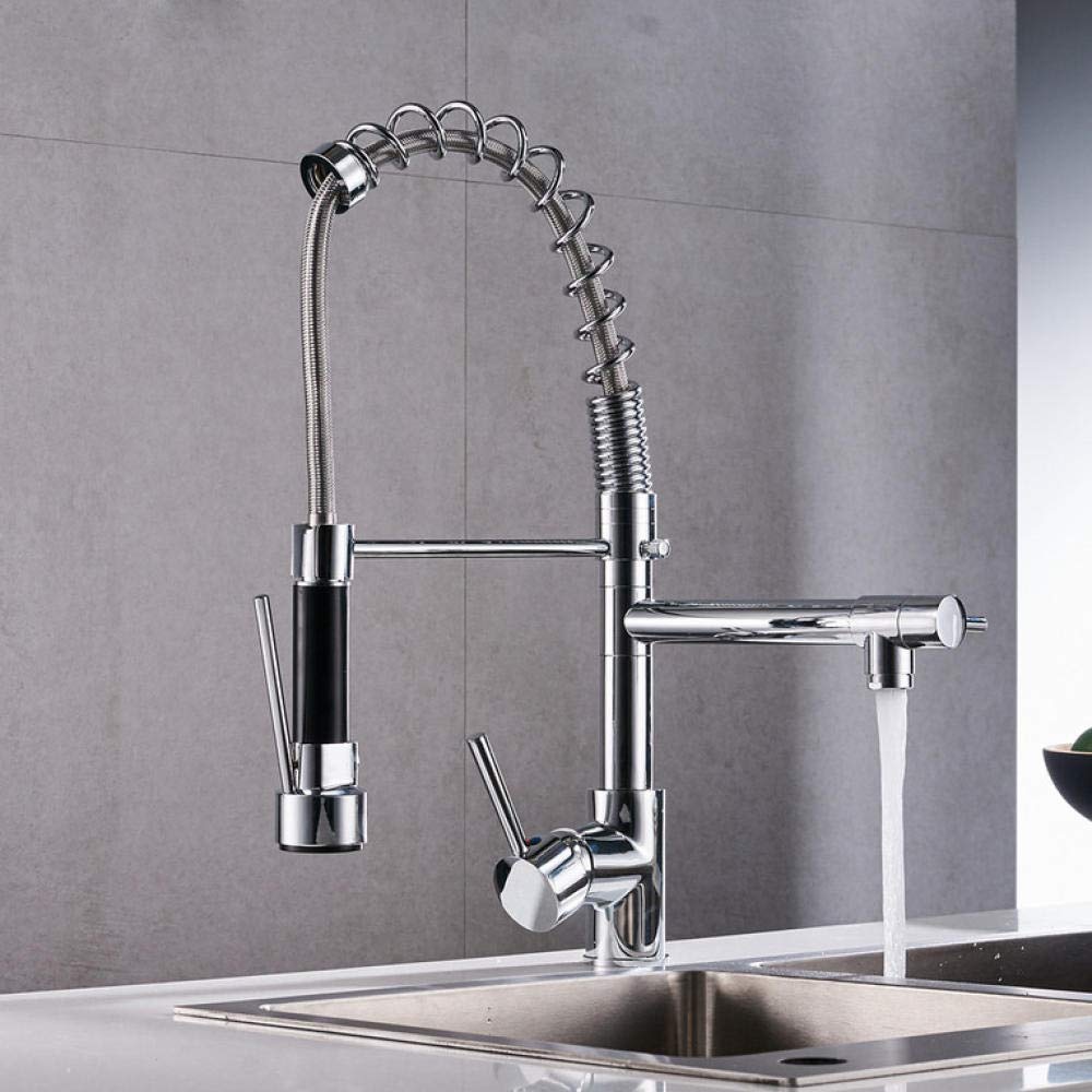 360° Swivel Chrome Pull Down Kitchen Faucet with Dual Spray Modes - Hot & Cold Water Mixer Tap with Handheld Shower for Modern Kitchen Sink - Perfect for Cooking, Washing Dishes, and Food Prep