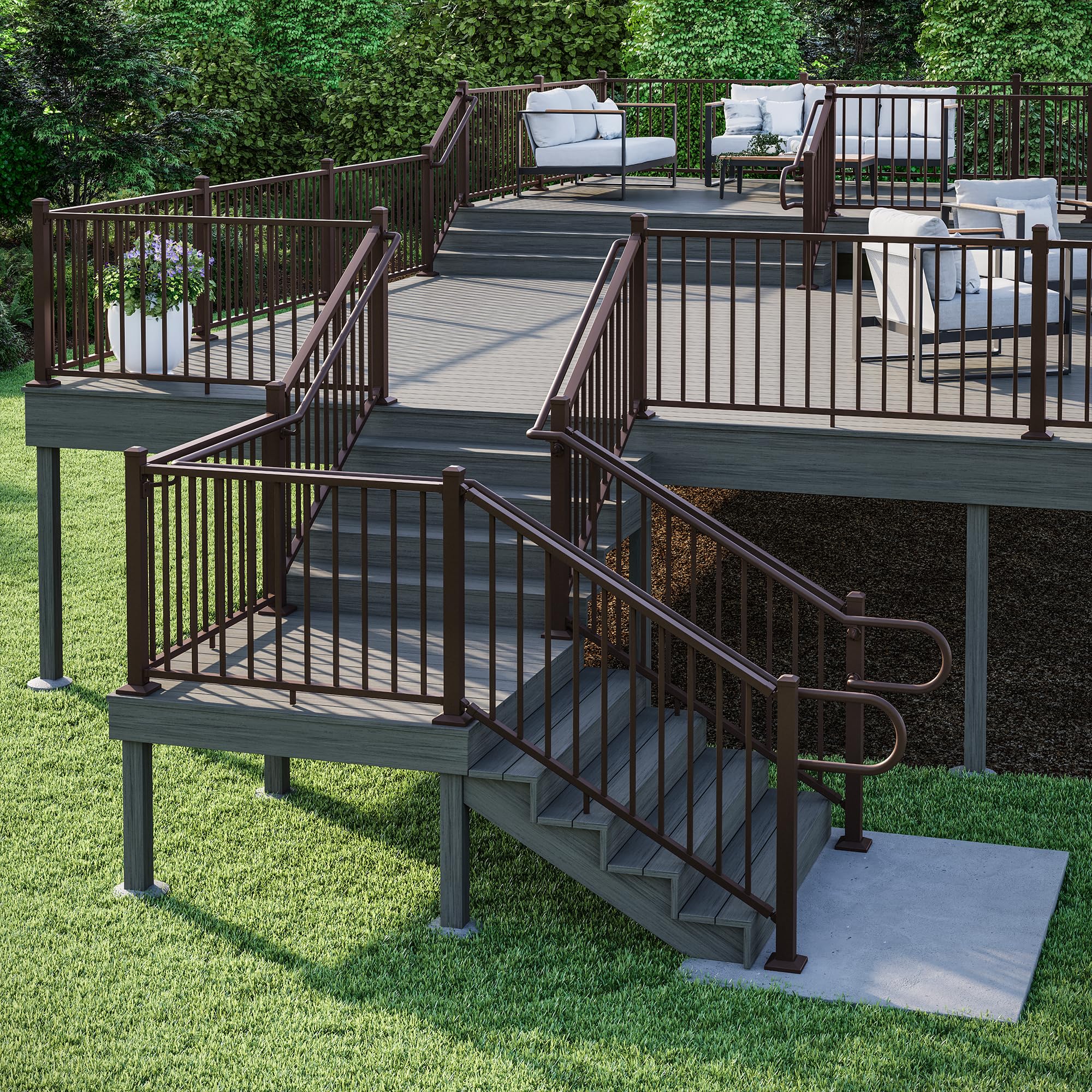 Deckorators Weathered Brown Aluminum Inside Corner Bracket with Screws & Beauty Rings - Heavy Duty Deck & Fence Support for Outdoor Construction Projects