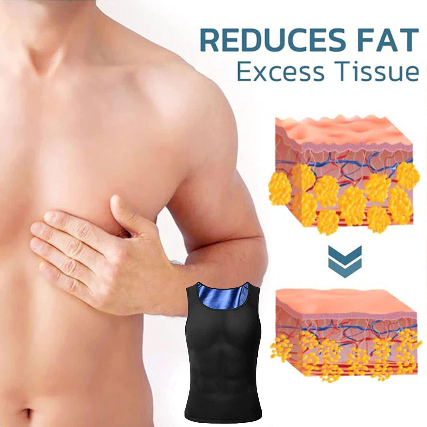 Men's Gynecomastia Compression Tank Top - Slimming Shapewear Vest for Workout & Sauna - Breathable Under Shirt for Men - Body Shaper for Chest & Torso - Ideal for Gym, Running & Post-Surgery Recovery