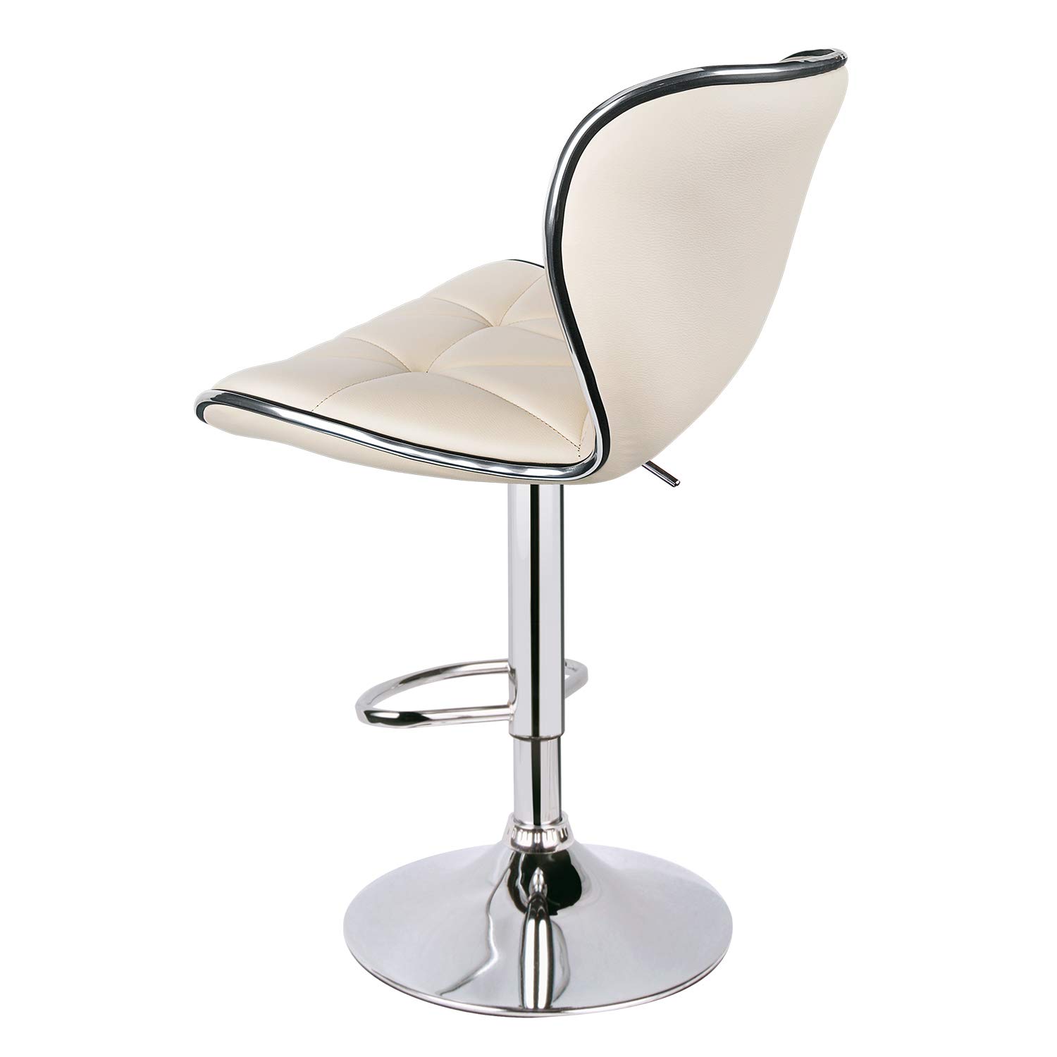 Premium Adjustable Swivel Bar Stools with Shell Back Design - Set of 3 PU Leather Padded Counter Height Stools (Beige) for Kitchen Island, Breakfast Nook & Home Bar Decor