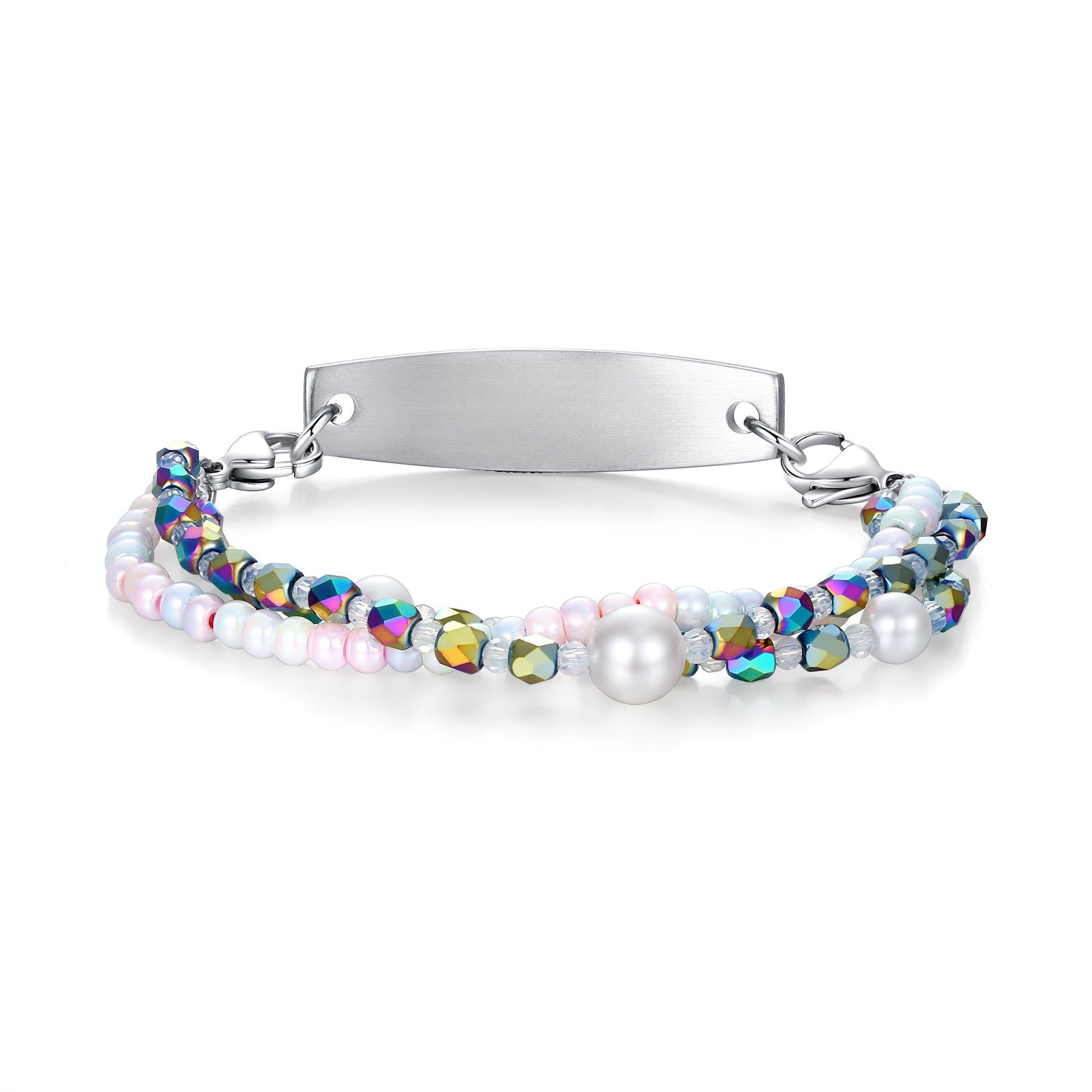 Custom Engraved Medical ID Bracelets for Women - 7.5 Inch Adjustable Interchangeable Beaded Alert Bracelet - Perfect for Allergies, Diabetes & Emergency Medical Identification