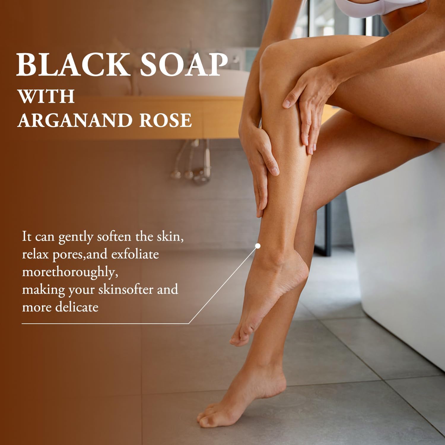 Moroccan Black Soap with Argan Oil & Rose - 7oz | Natural Exfoliating & Moisturizing Body Wash for Soft Skin | Perfect for Spa Day & Dry Skin Care