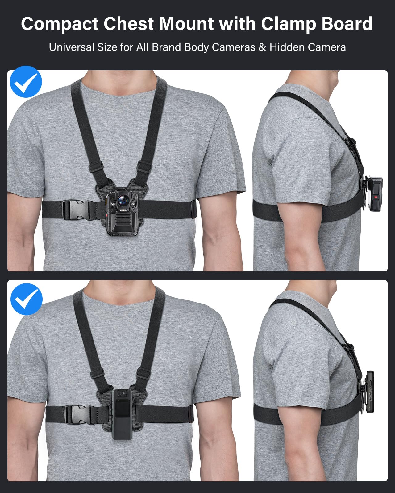 BOBLOV Dual Shoulder Mount for Body Worn Cameras - Adjustable Vest Mount Compatible with All Brands - Hands-Free Wearable Camera Holder for Law Enforcement, Security, Evidence Collection - Perfect for Police Patrols, Security Monitoring & Field Investigations