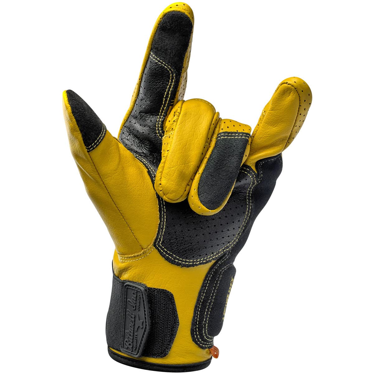 Biltwell Borrego Motorcycle Gloves - CE Certified, Abrasion Resistant, Shock Absorbing Hard Knuckle Protection (Gold/Black) - Ideal for Street Riding, Touring & Adventure Motorcycling