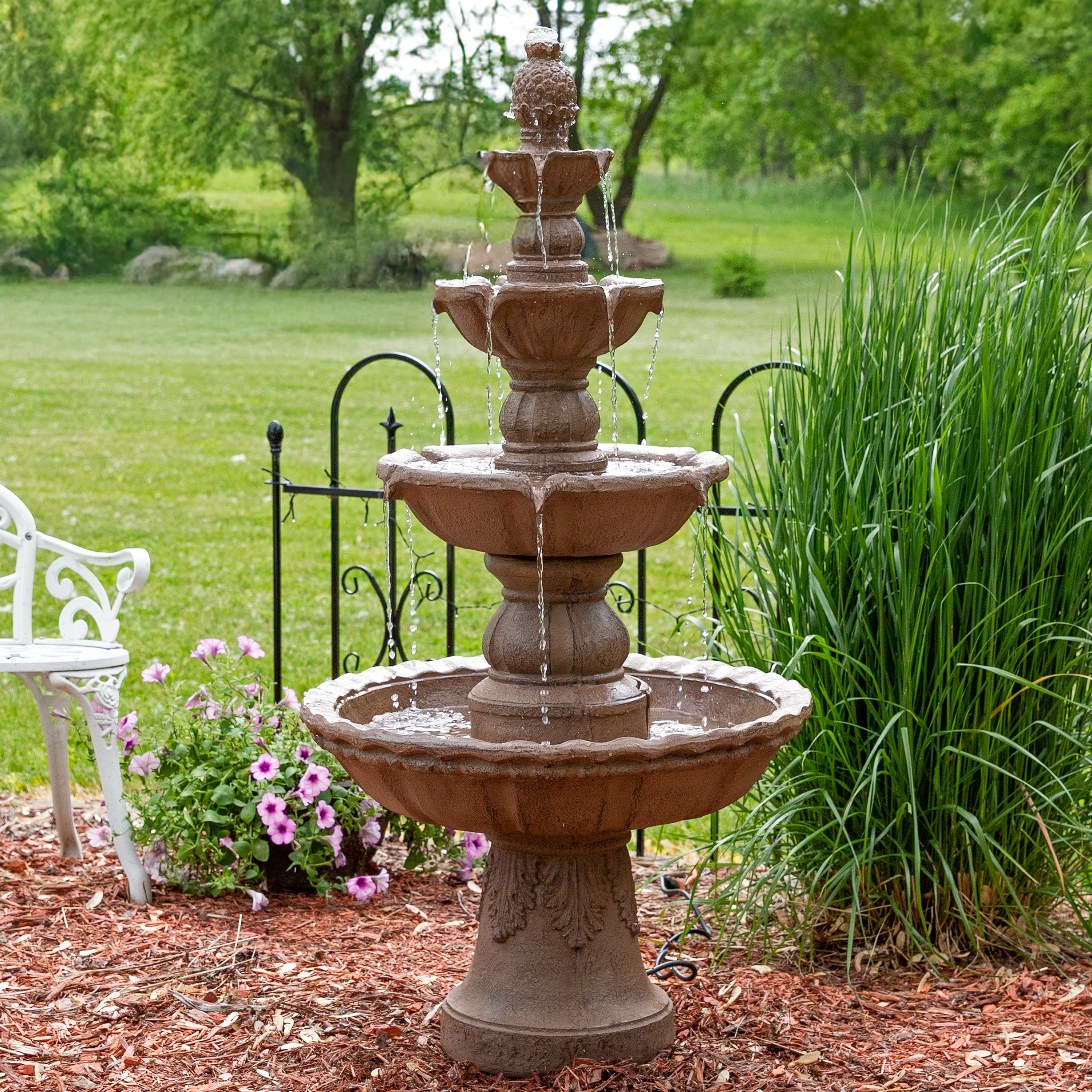 Sunnydaze 4 Tier Pineapple Outdoor Water Fountain - 52 Inch Tall Garden Decor for Patio, Yard & Backyard | Relaxing Tropical Water Feature for Outdoor Spaces