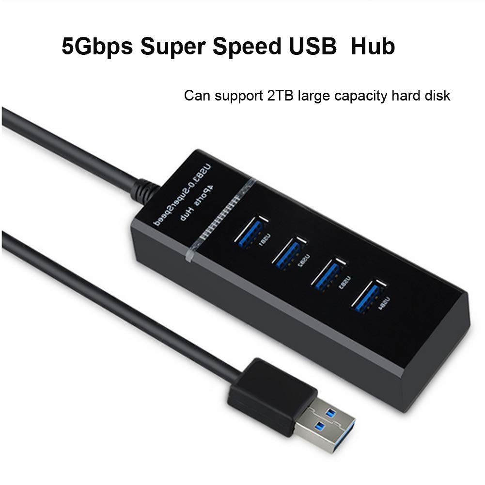 4-Port USB 3.0 Hub with 5Gbps High-Speed Data Transfer - Compact USB Splitter for Laptop, PC, MacBook, Gaming & Office Accessories