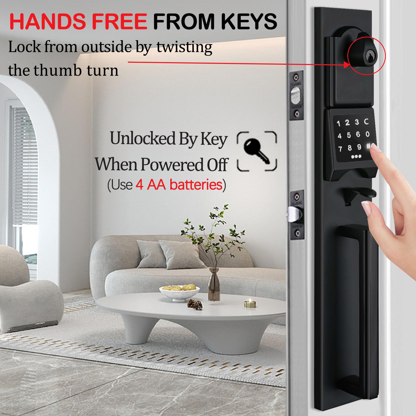NEWBANG Smart Keypad Front Door Handleset for Double Doors - Electronic Deadbolt Lock with Dummy Set - Secure Keyless Entry for Homes & Offices