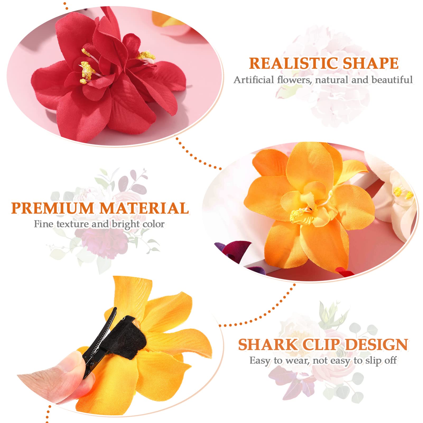 PRETYZOOM 5pcs Orchid Hair Claw Clips - Floral Hair Accessories for Women & Girls, Tropical Flower Hairpins, Headpiece for Weddings, Parties & Everyday Style