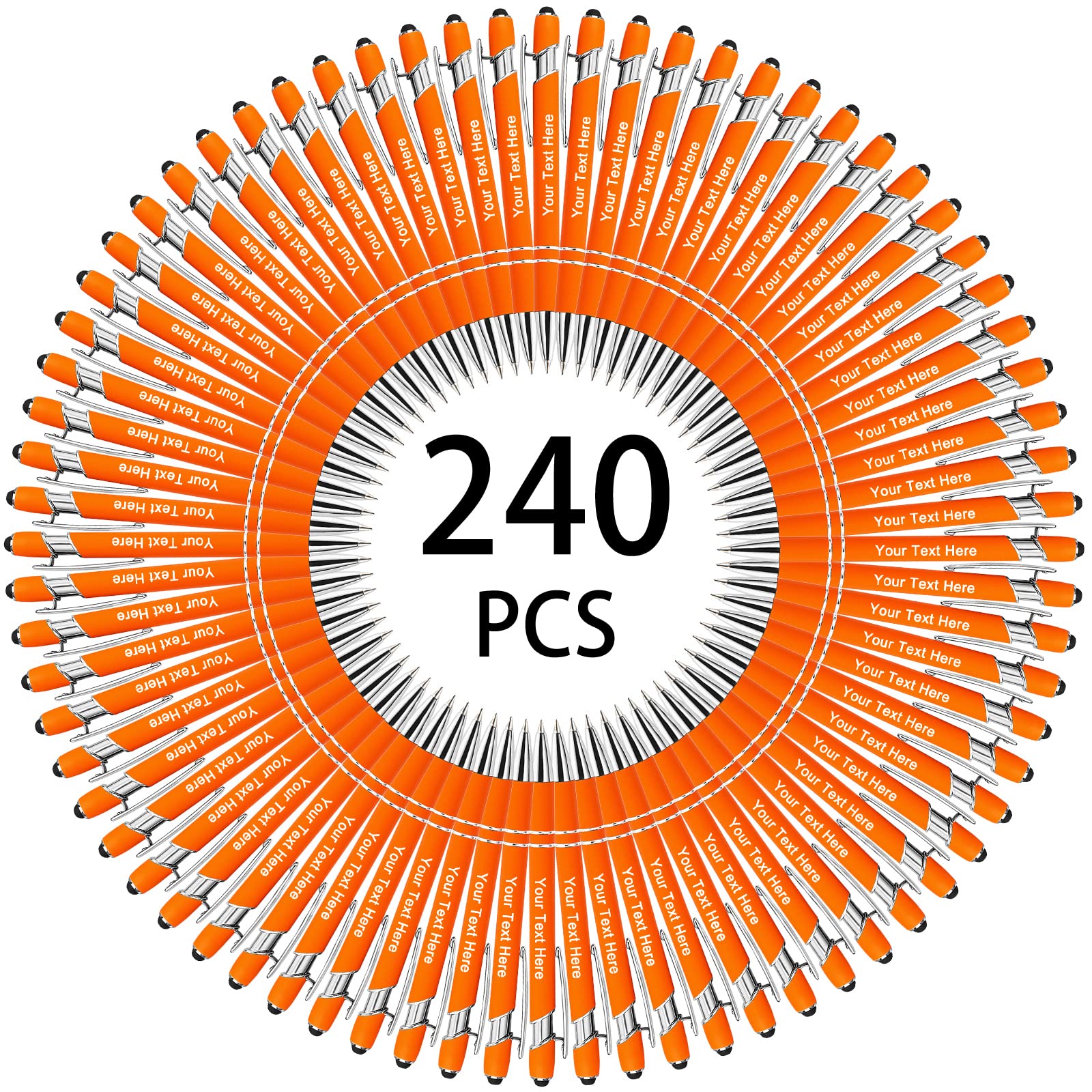 500 Bulk Custom Engraved Ballpoint Pens with Stylus Tip - Retractable Multi-Color Business Pens with Black Ink for Office, Graduation Gifts & Journaling - Premium Personalized Writing Pens for Signatures, Meetings & Corporate Events