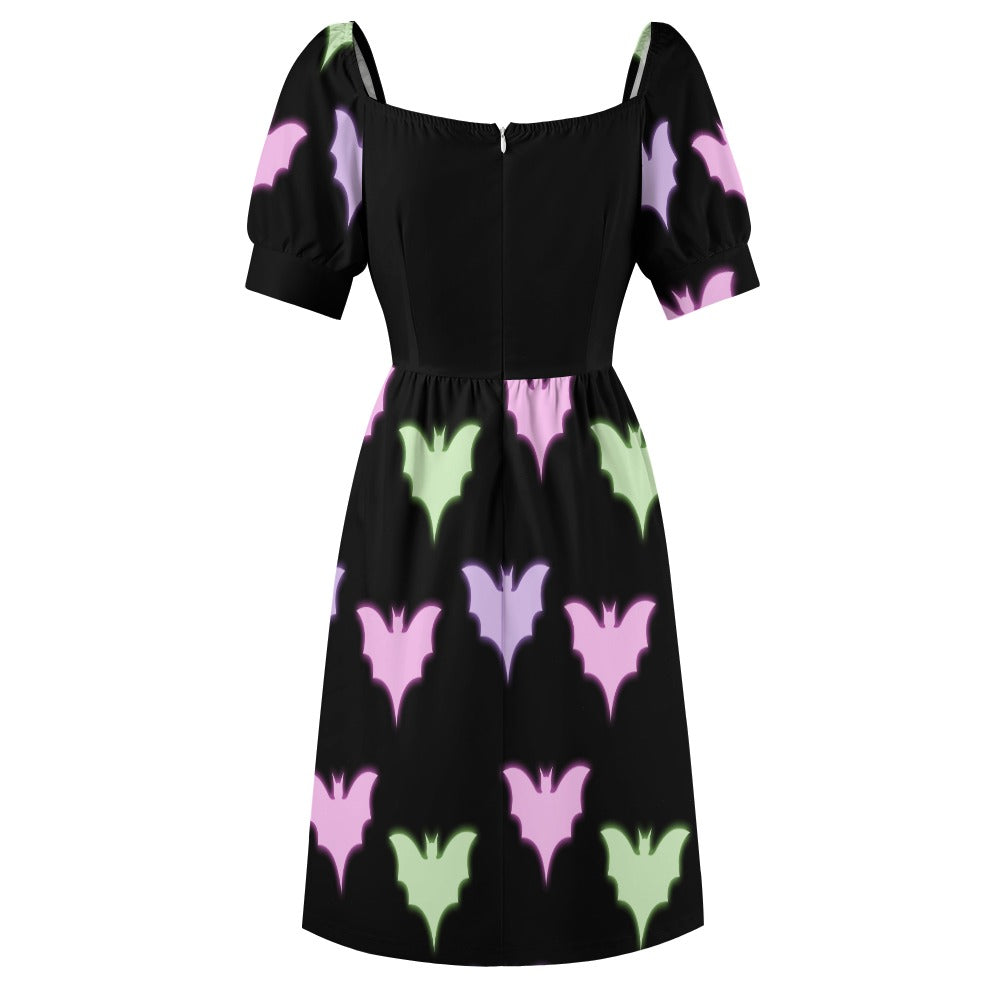 Neon Bats Sweetheart Dress - Gothic Lolita Fashion for Women | Perfect for Halloween, Cosplay & Alternative Parties