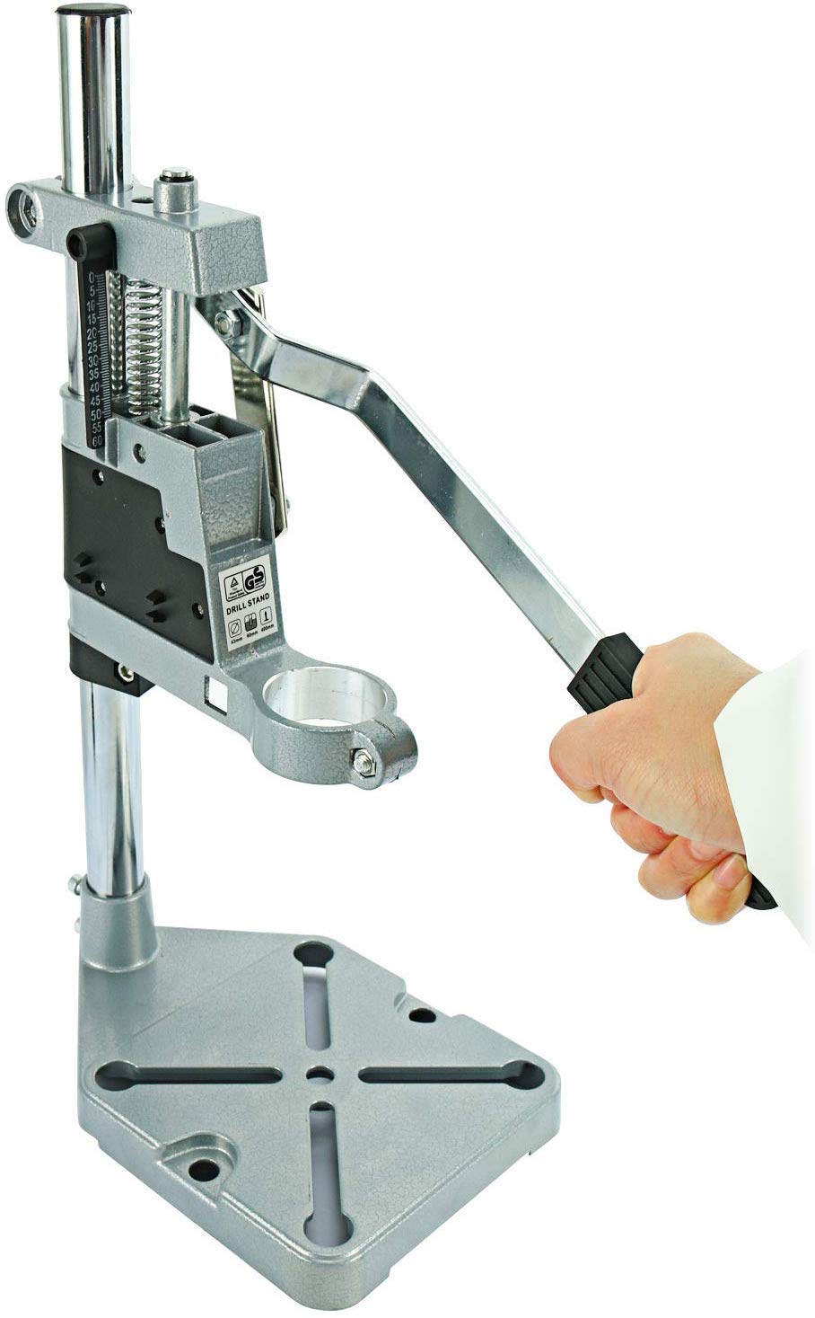 **Universal Adjustable Drill Press Stand for Workbench - Aluminum Base with Single Mounting Hole - Perfect for DIY, Woodworking & Metalworking Projects**