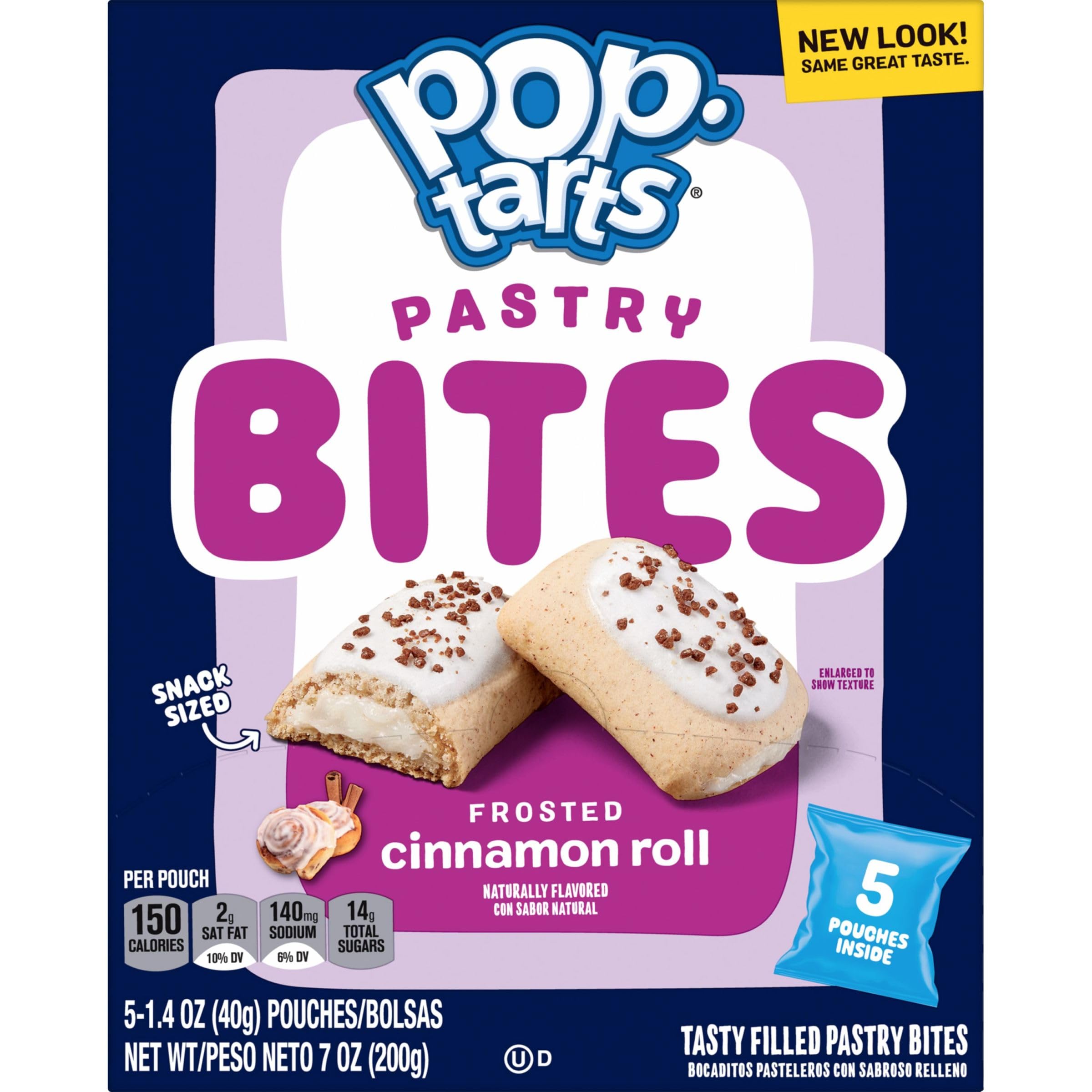 **Pop-Tarts Baked Pastry Bites - Frosted Cinnamon Roll (7oz Box, 5 Pouches) | Kids Snacks, School Lunch, Breakfast On-the-Go, After-School Treats**