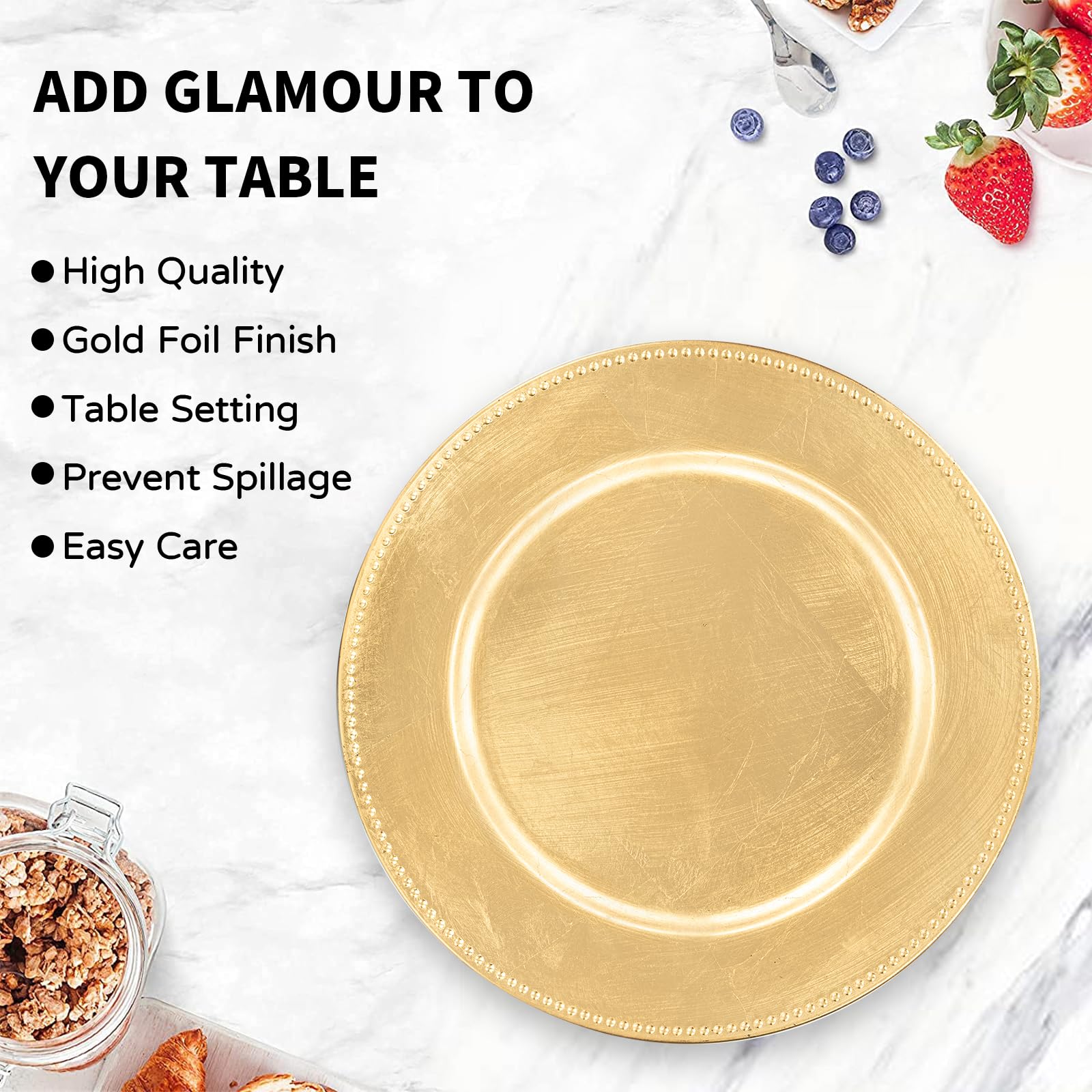 MAONAME 12-Pack Gold Foil Charger Plates 13