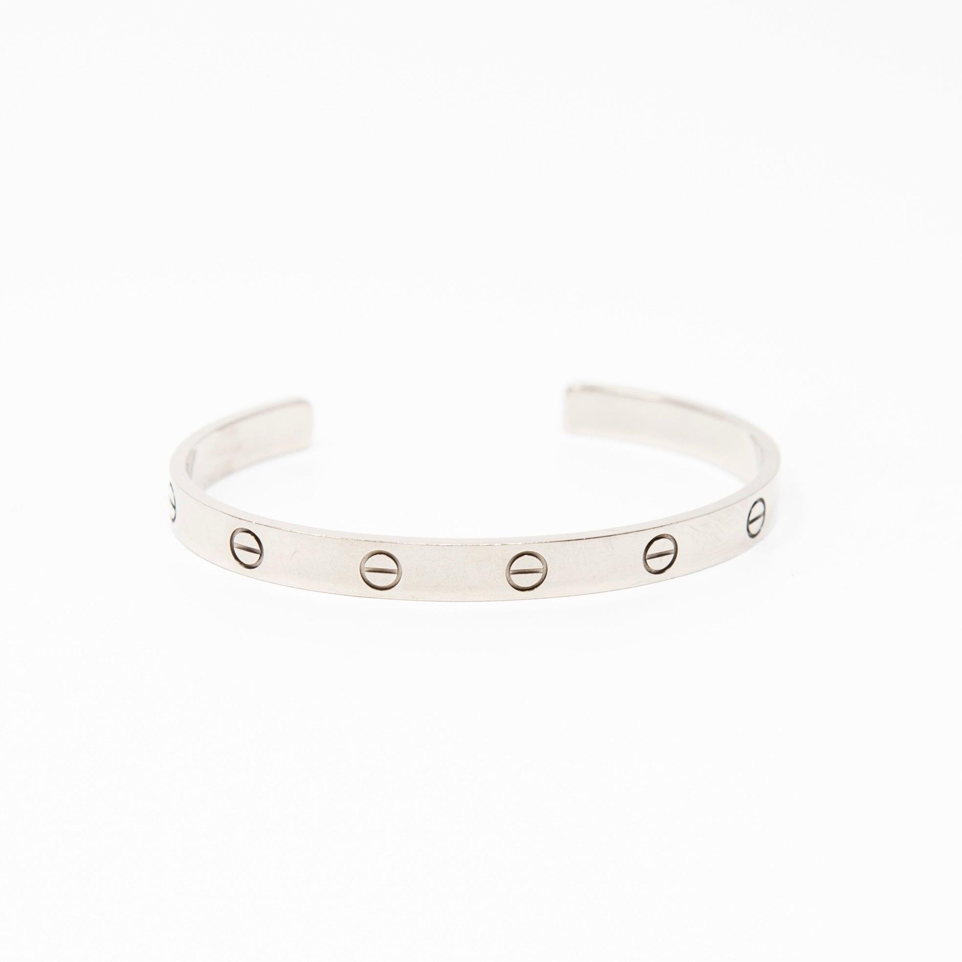 Cartier 18K White Gold Love Cuff Bracelet - Elegant Luxury Jewelry for Women, Perfect for Anniversaries, Weddings & Special Occasions