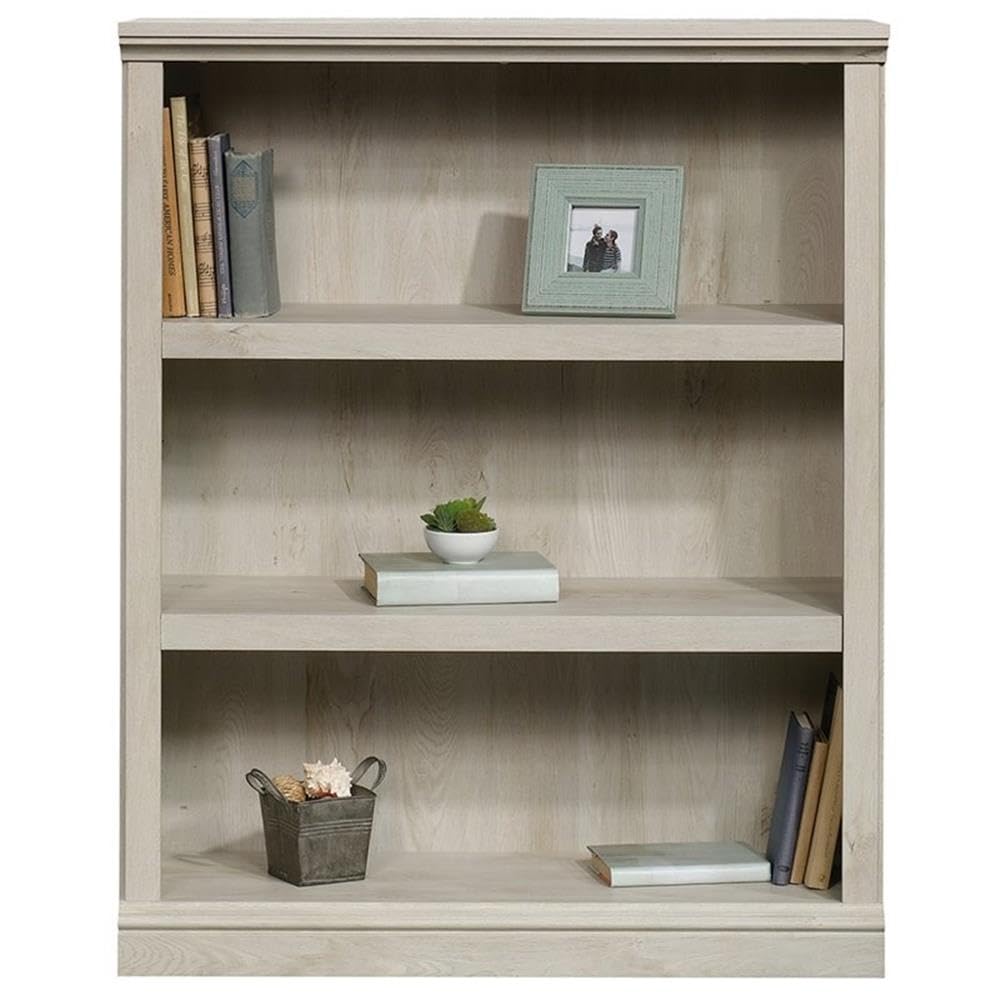 Pemberly Row 3 Shelf Bookcase in Chalked Chestnut - Stylish Wooden Bookshelf for Living Room, Bedroom & Office Storage