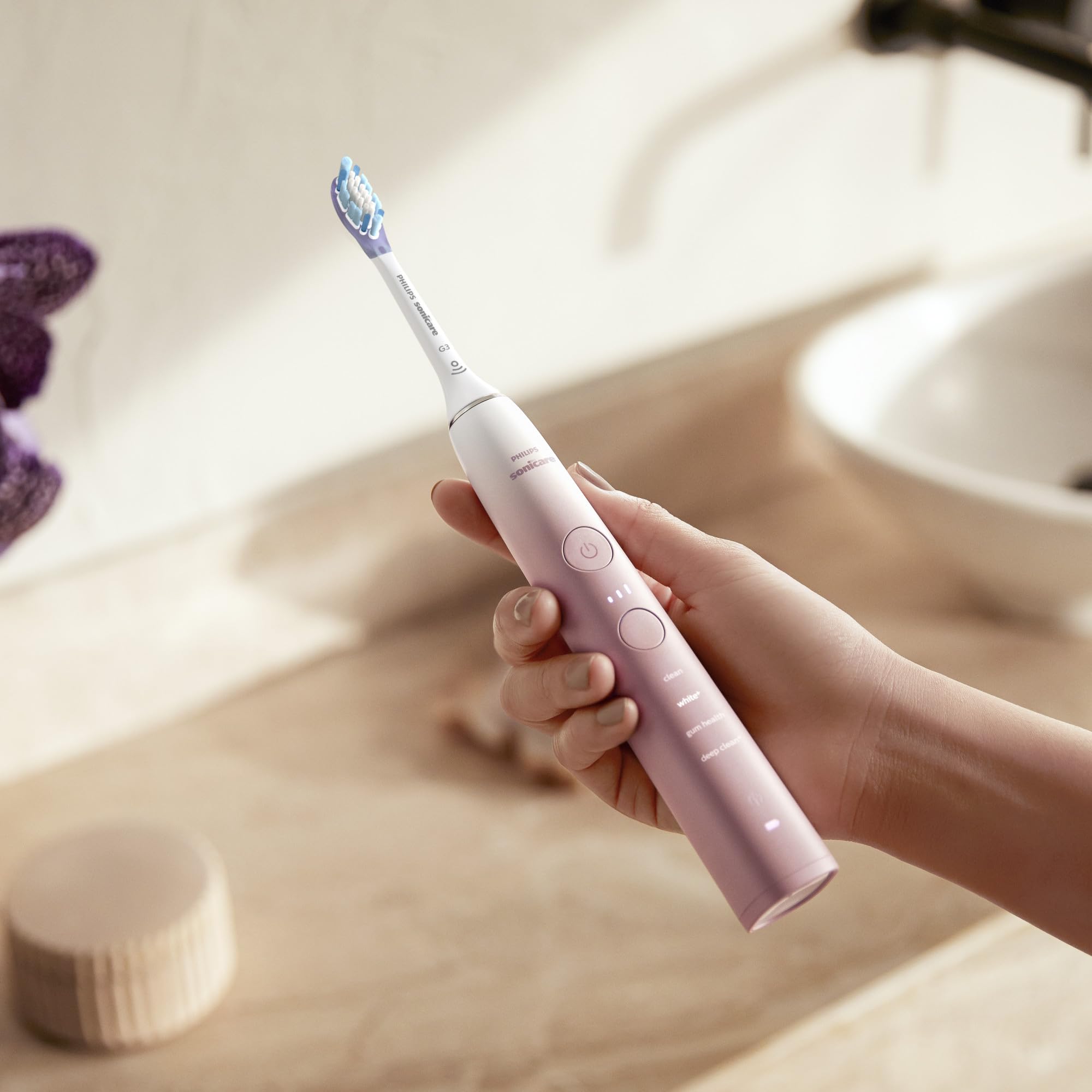 Philips Sonicare DiamondClean 9000 Special Edition Rechargeable Electric Toothbrush - HX9911/90 in White & Pink | Professional Teeth Cleaning for Whitening, Plaque Removal & Gum Care | Perfect for Travel & Home Use
