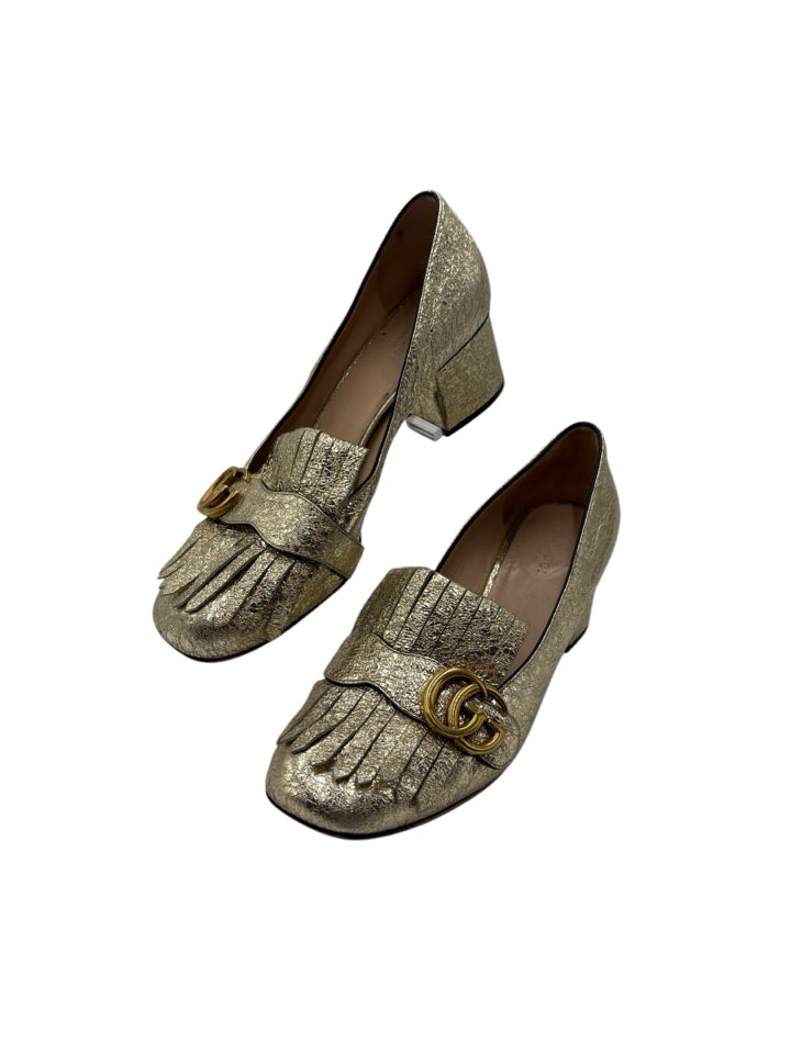 Gucci Fringe Metallic Marmont Block Heel Women's Shoes Size 39 (US 9) - Luxury Designer Pumps for Parties, Weddings & Evening Events