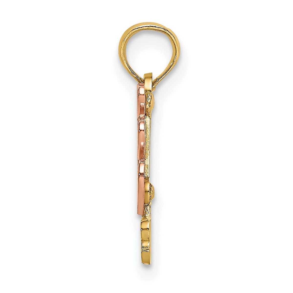 14K Two-Tone Gold Number 1 Godmother Necklace with Three Pink Heart Pendants - Elegant Women's Jewelry Gift for Godmothers, Birthdays & Special Occasions
