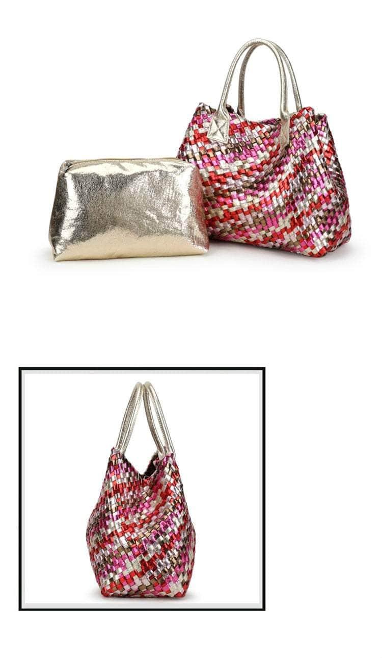 Stylish Bling Woven Leather Handbag for Women - Fashionable Crossbody Purse with Rhinestone Accents | Perfect for Parties, Dating & Evening Events