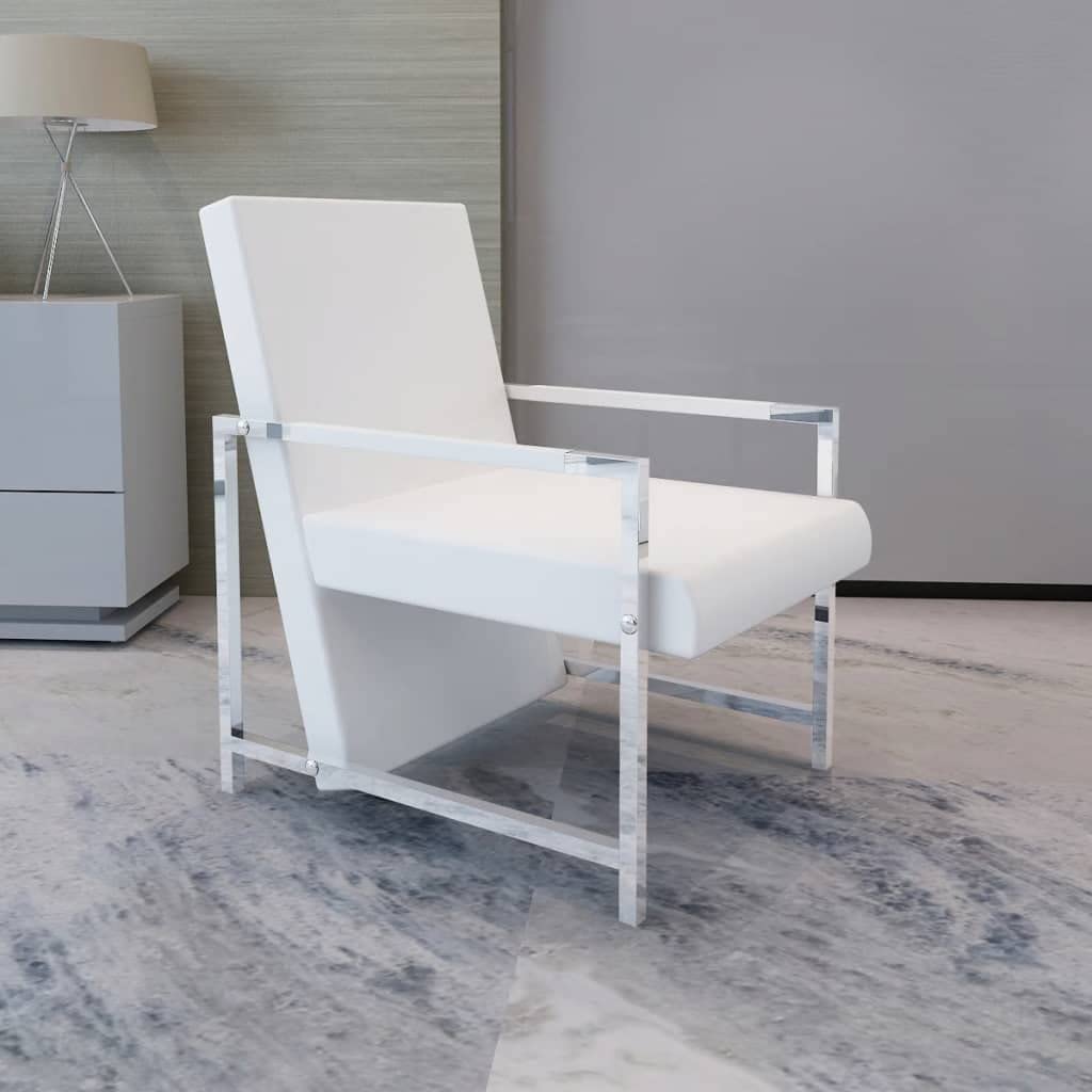 Comfortable White Faux Leather Recliner Chair - Modern Living Room Sofa, Home Office Armchair & Theater Seat with Cube Design - Perfect for Relaxing, Working & Movie Nights
