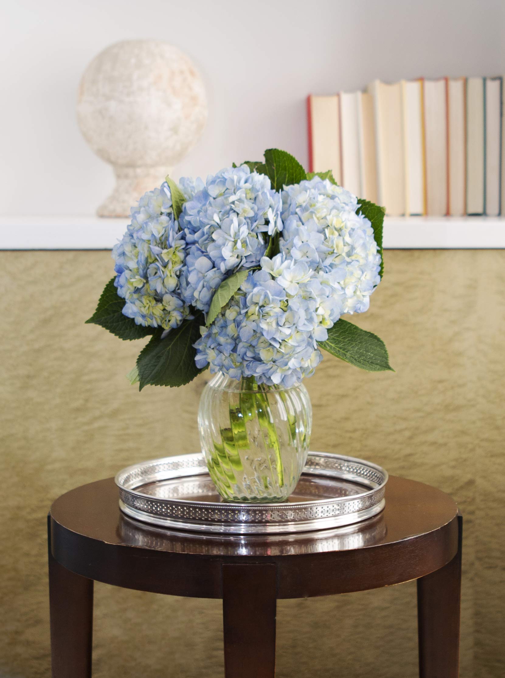 KaBloom Flowers - Easter Collection - Fresh Blue Hydrangea Bouquet (6 Stems with Vase) - Perfect Gift for Birthday, Anniversary, Thank You, Valentine's Day & Mother's Day - Ideal for Home Decor, Wedding Centerpieces & Office Floral Arrangements