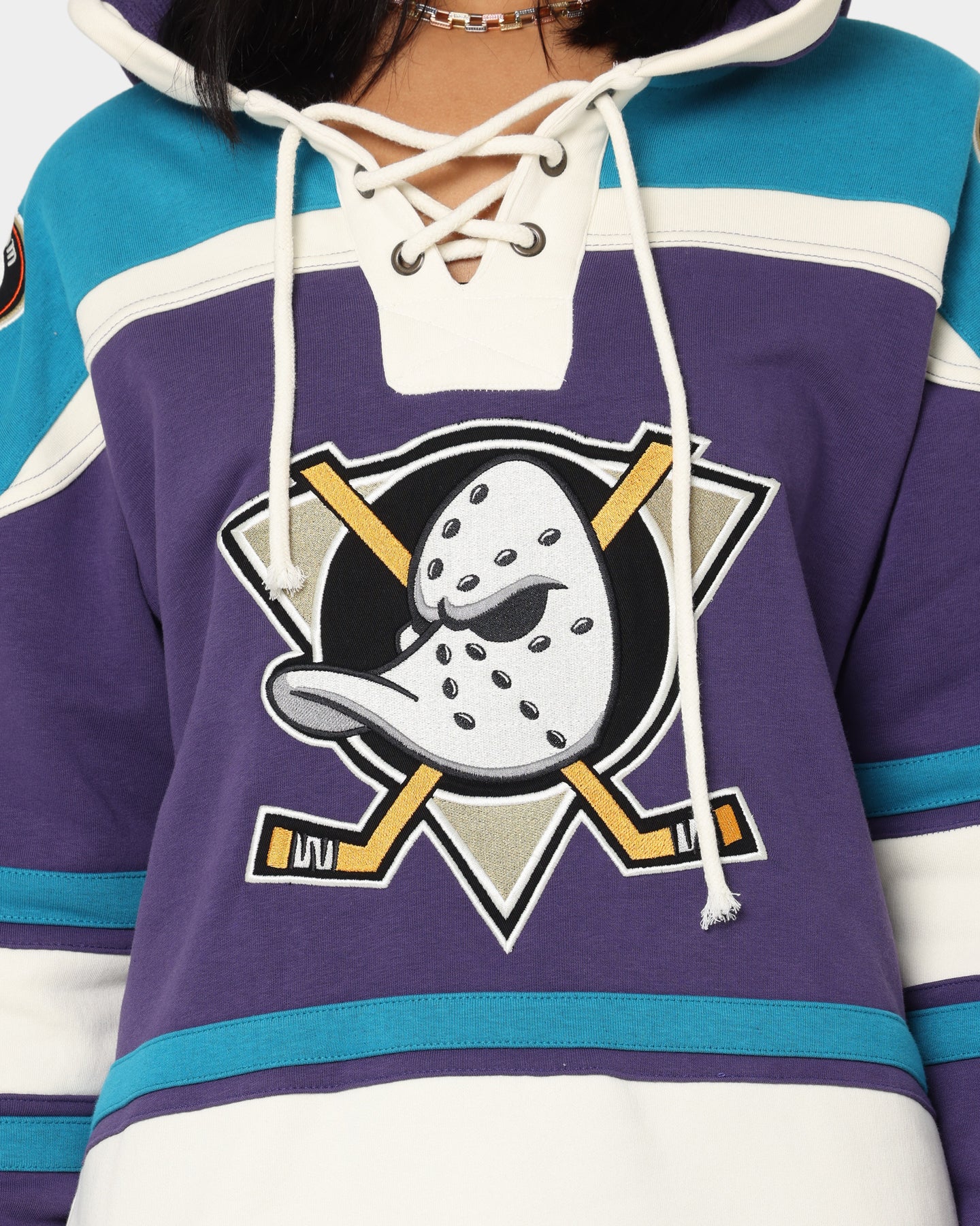 47 Brand Anaheim Ducks Lacer Hoodie - Purple & Teal NHL Hockey Pullover for Men & Women - Perfect for Game Day, Tailgating & Casual Wear