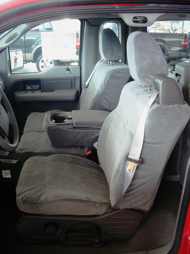 Premium Custom Fit Seat Covers for 2004-2008 Ford F150 XLT XCab - FD9 F369/F366 V7 Front & Back Set - Gray Velour Fabric - Perfect for Daily Commutes & Road Trips