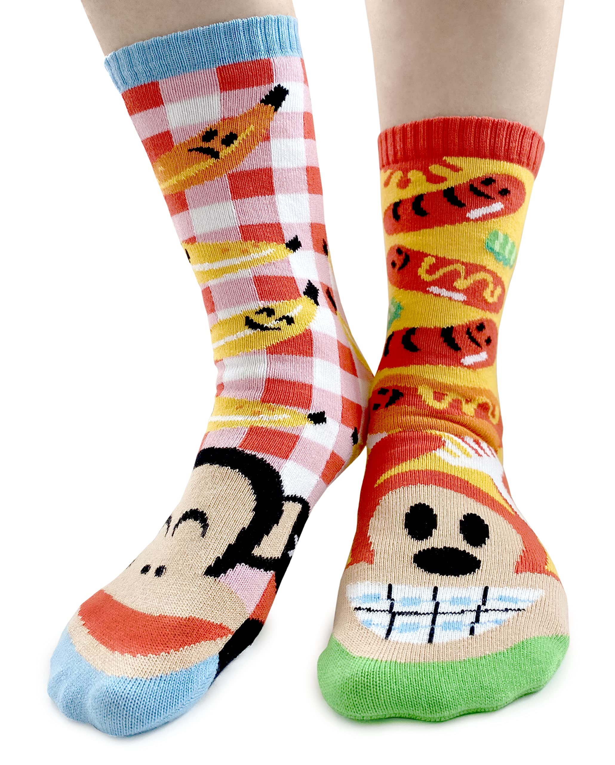 90s 00s Retro Mismatched Socks by Pals | Paul Frank Collaboration Limited Edition for Men & Women - Funky Vintage Style Socks for Casual Wear, Gift Giving and Nostalgic Fashion