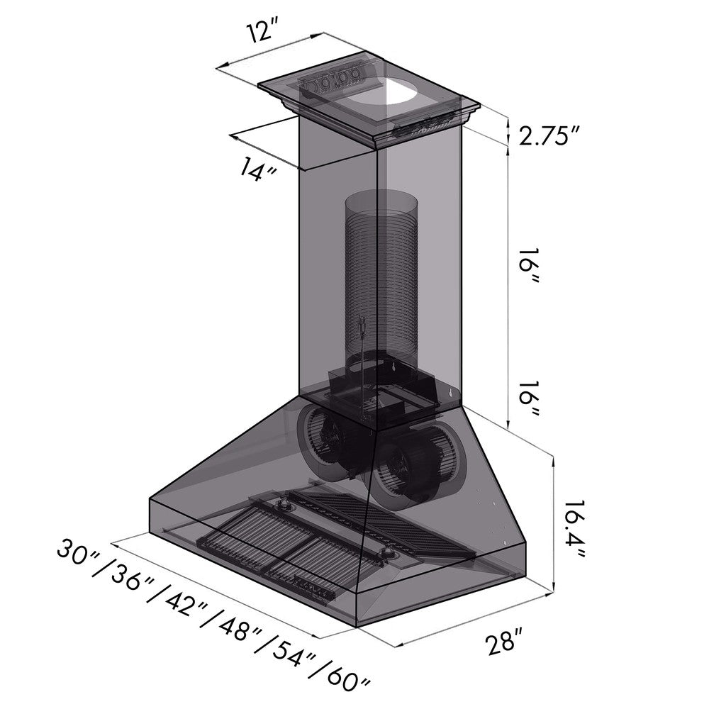 ZLINE Professional Stainless Steel Wall Mount Range Hood with Built-in CrownSound Bluetooth Speakers (697CRN BT) - Perfect for Modern Kitchens & Open-Concept Living Spaces
