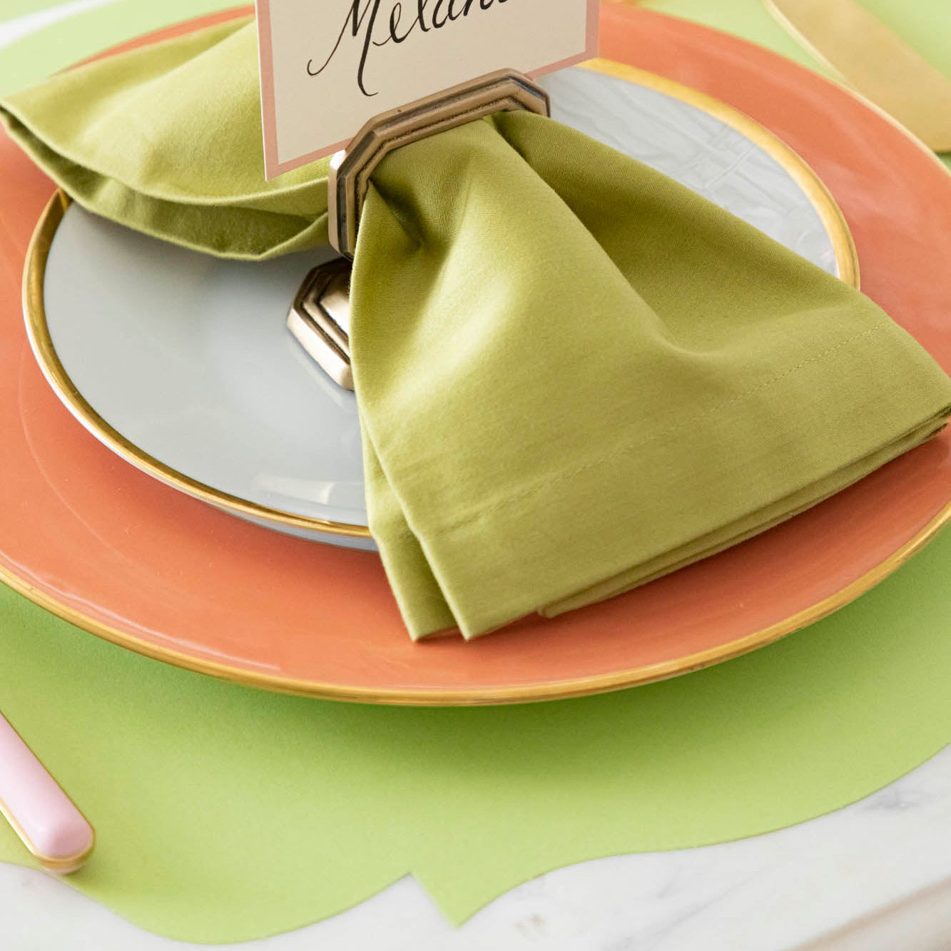 Bright Green French Frame Die Cut Placemat - Elegant Dining Table Decor for Parties, Weddings & Home Decor