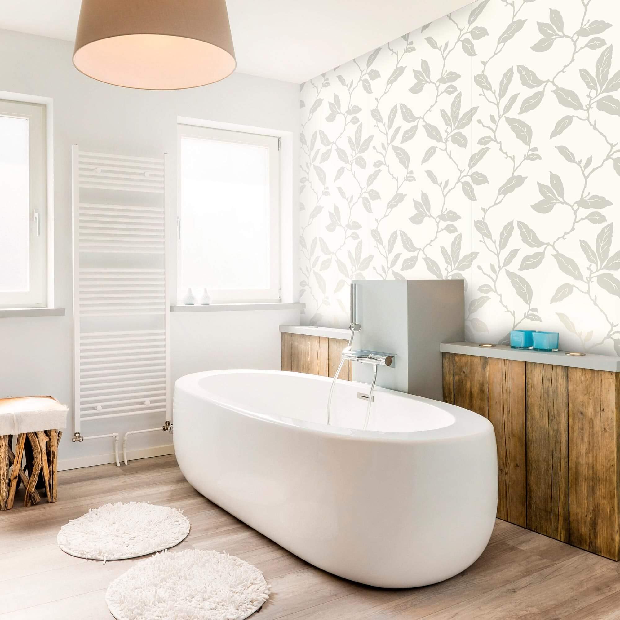 White Botanical Floral Peel and Stick Removable Wallpaper 4166 - Self-Adhesive Wall Decor for Bedroom, Living Room & Nursery - Easy to Apply & Remove