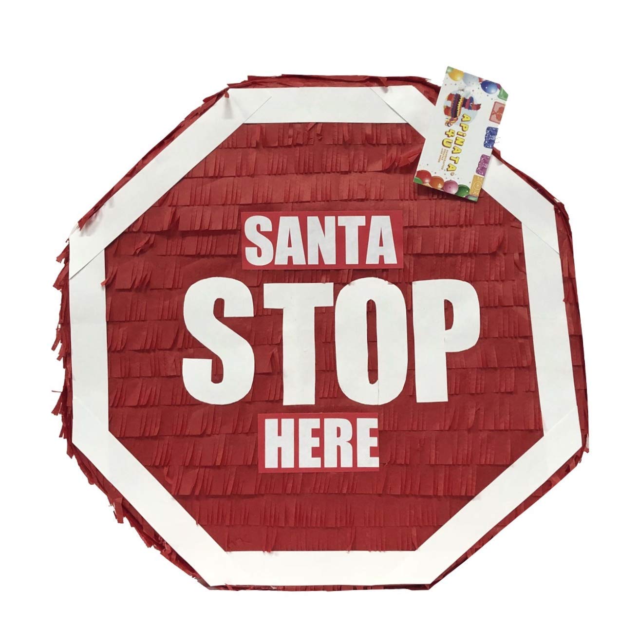Santa Stop Here Sign - Christmas Pinata for Holiday Decorations, Birthday Party Supplies & Festive Celebrations | Perfect for Xmas Tree Decor, Home & Office Holiday Parties