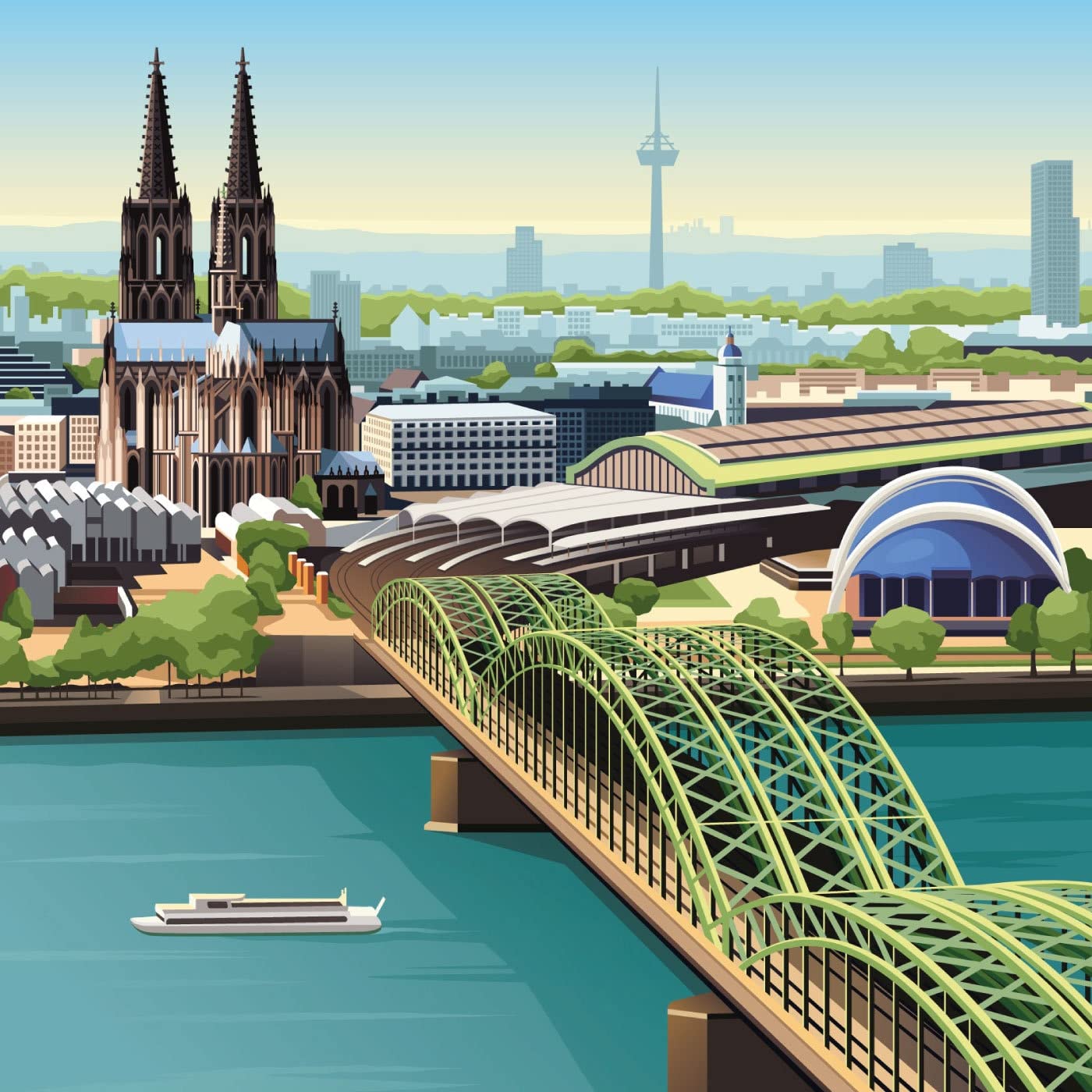 Germany Travel Print - Cologne Hohenzollern Bridge Poster, Cologne Illustration Wall Art for Home & Office Decor | Perfect Gift for Travel Lovers & Germany Enthusiasts