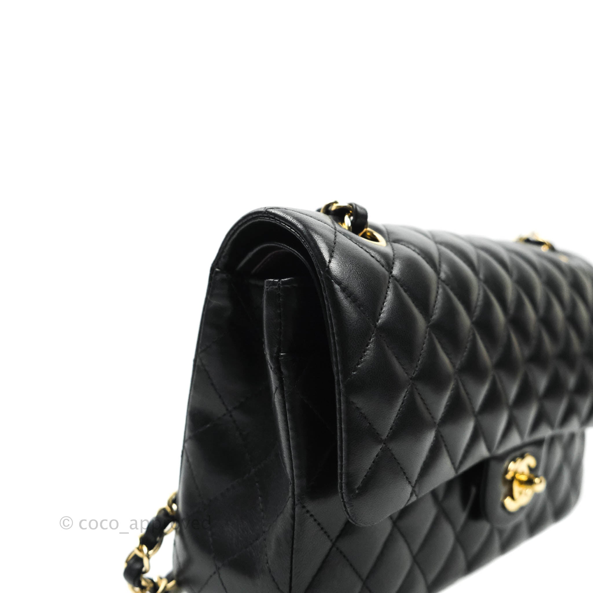 Chanel Classic Medium Double Flap Bag Black Lambskin Leather with Gold Hardware - Luxury Handbag for Women, Perfect for Evening Events & Special Occasions