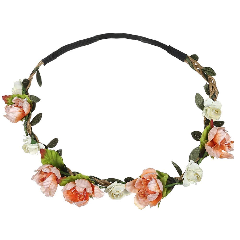 WUAI Women's Bohemian Flower Crown Headband - Elegant Floral Hair Wreath for Weddings, Festivals & Special Occasions - Perfect for Brides, Bridesmaids and Boho Fashion Lovers
