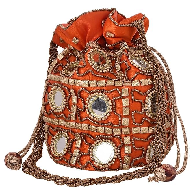 Stylish Designer Potli Bags for Women - Mirror Embellished Clutch for Weddings, Parties & Special Occasions | Perfect Bridal Accessory & Evening Purse