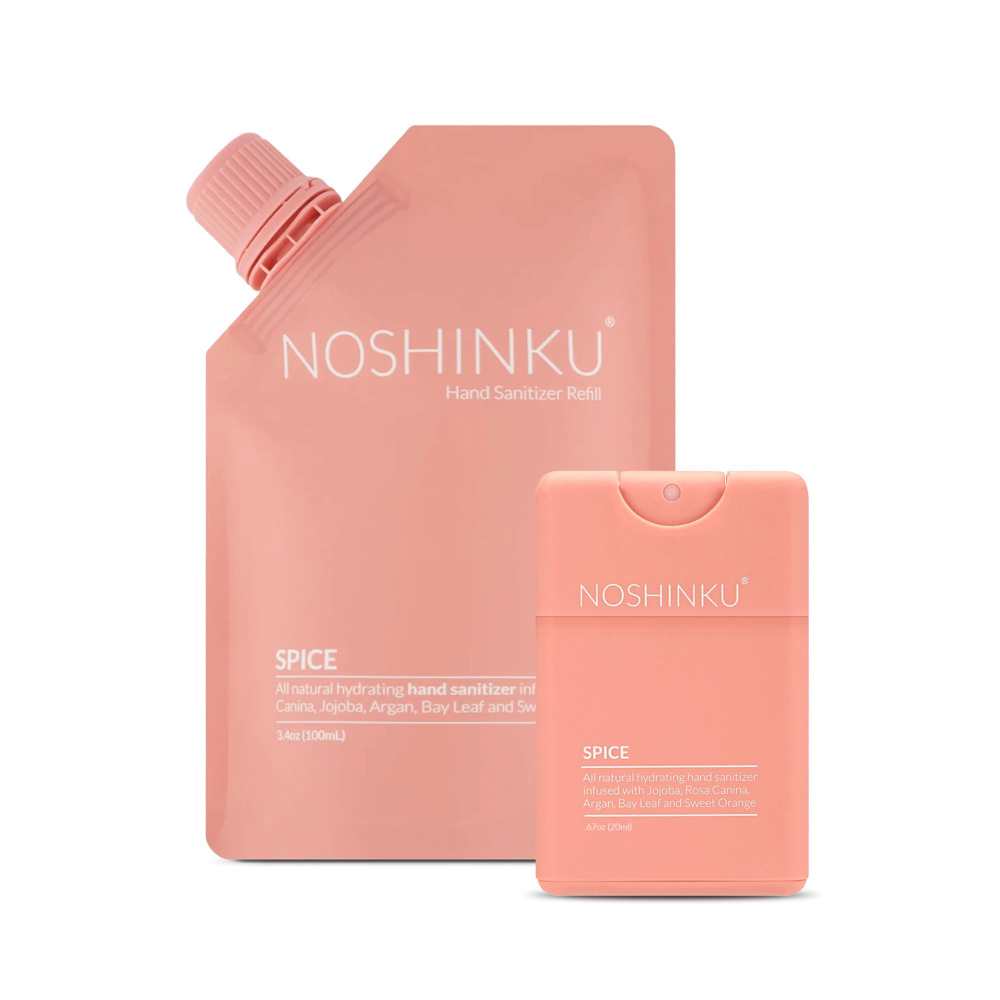 Noshinku Pocket Hand Sanitizer Refill Kit (Spice Scent) - Portable Alcohol-Based Sanitizer for Travel, Office & Daily Use
