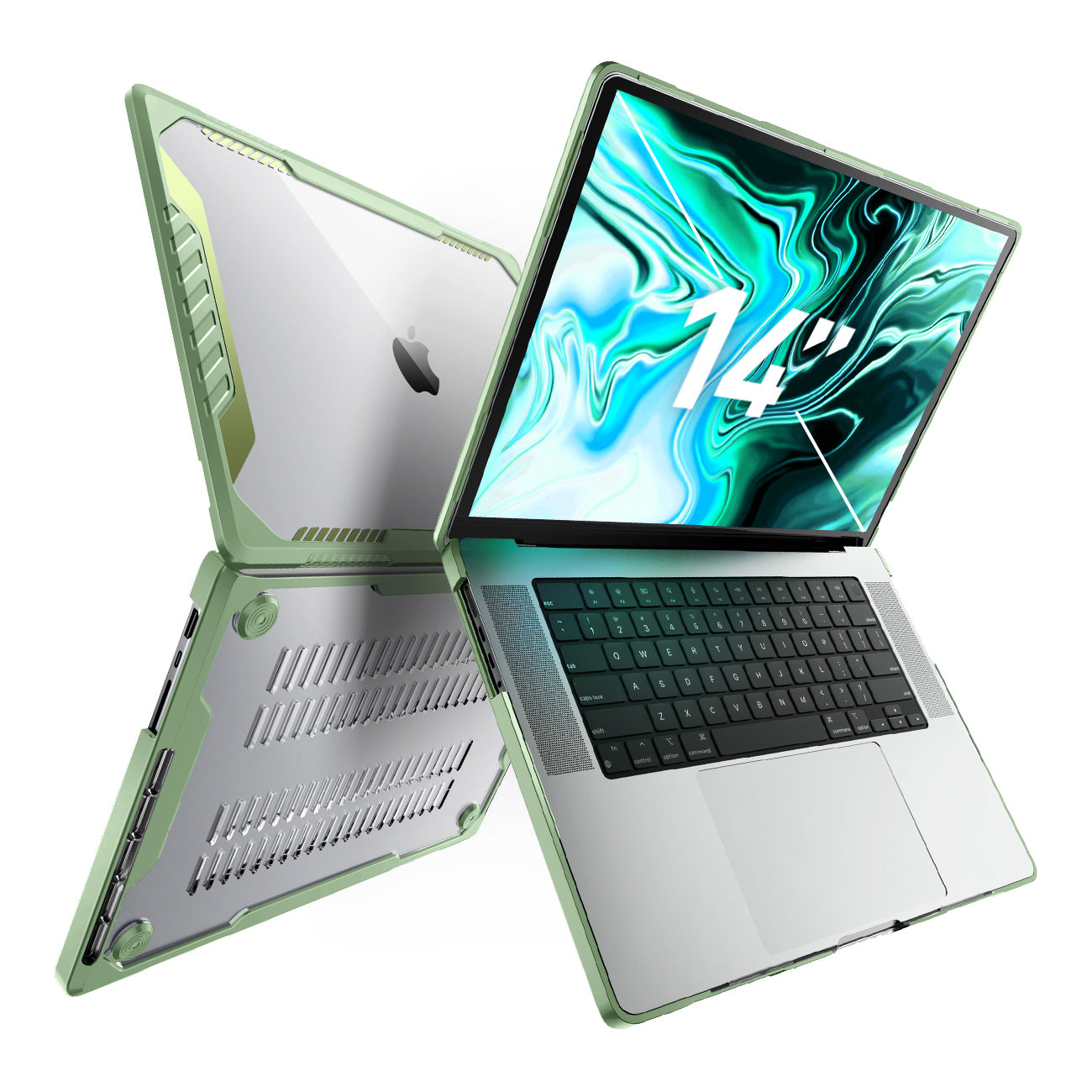 MacBook Pro 14 inch (2021/2023) Protective Case - Unicorn Beetle Series in Green | Shockproof & Scratch-Resistant Cover for Work, Travel & Daily Use