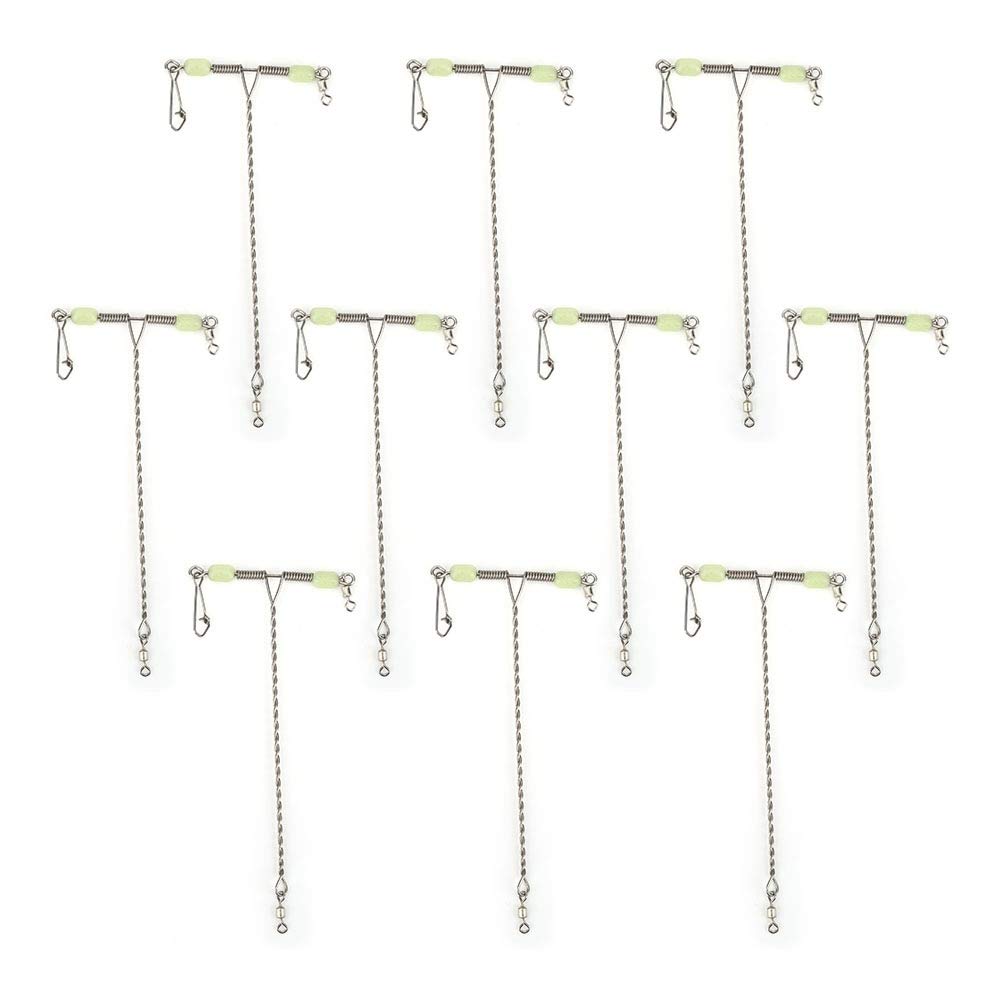 10pcs T-Shape Fishing Swivels Snaps - Heavy Duty Saltwater & Freshwater Fishing Gear for Lures, Leaders & Tackle - Perfect for Bass, Trout & Saltwater Fishing