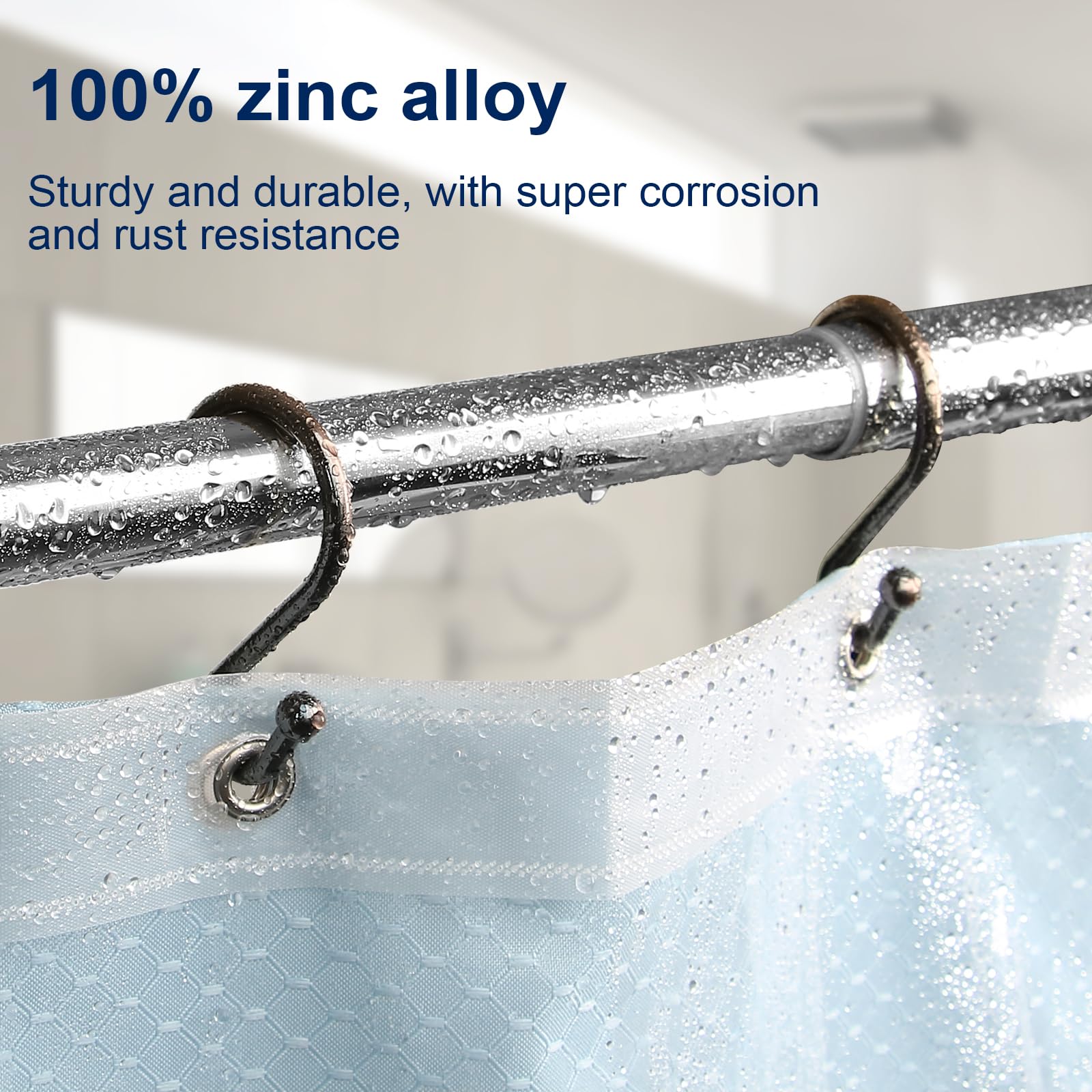 12 Pack Rust-Proof Metal Shower Curtain Hooks - Durable S-Shaped Hangers for Bathroom, Kitchen & Closet - Bronze Finish Hooks for Curtains, Towels, Utensils & Clothes Organization (Perfect for Home, Dorm & RV Use)