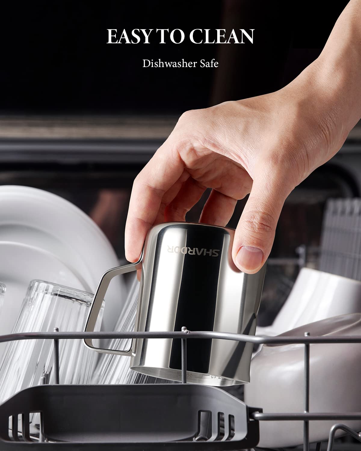 SHARDOR 12oz/350ml Stainless Steel Milk Frothing Pitcher - Barista Espresso Frother Cup for Latte Art, Cappuccino & Coffee - Perfect for Home & Cafe Use