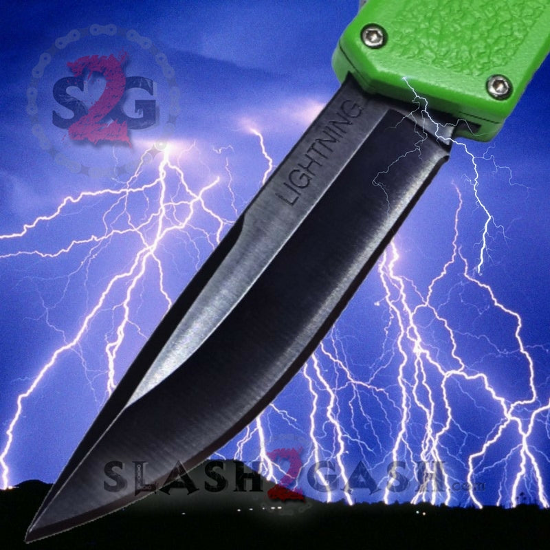 Lightning OTF Dual Action Green Automatic Knife - Tactical Serrated Edge for Outdoor Camping, Survival & Everyday Carry (EDC)
